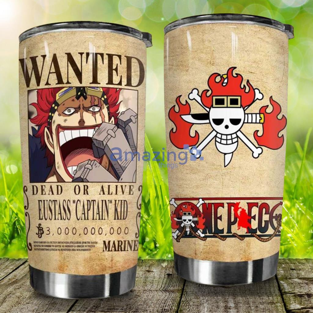 Wanted Dead Or Alive Austass Captain Kid Stainless Steel  One Piece Tumbler - Wanted Dead Or Alive Austass Captain Kid Stainless Steel  One Piece Tumbler