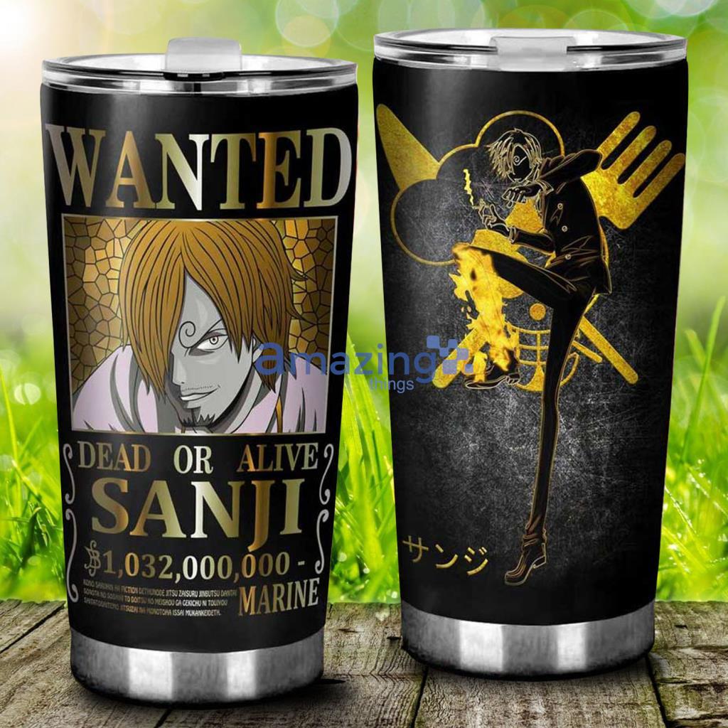 Wanted Dead Or Alive Sanji One Piece Black Tumbler - Wanted Dead Or Alive Sanji One Piece Black Tumbler