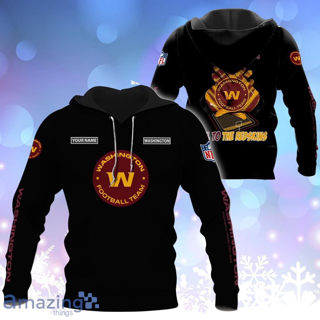 Washington Commanders Custom Name NFL Gloves  Hoodie 3D All Over Print - Washington Commanders Custom Name NFL Gloves  Hoodie 3D All Over Print