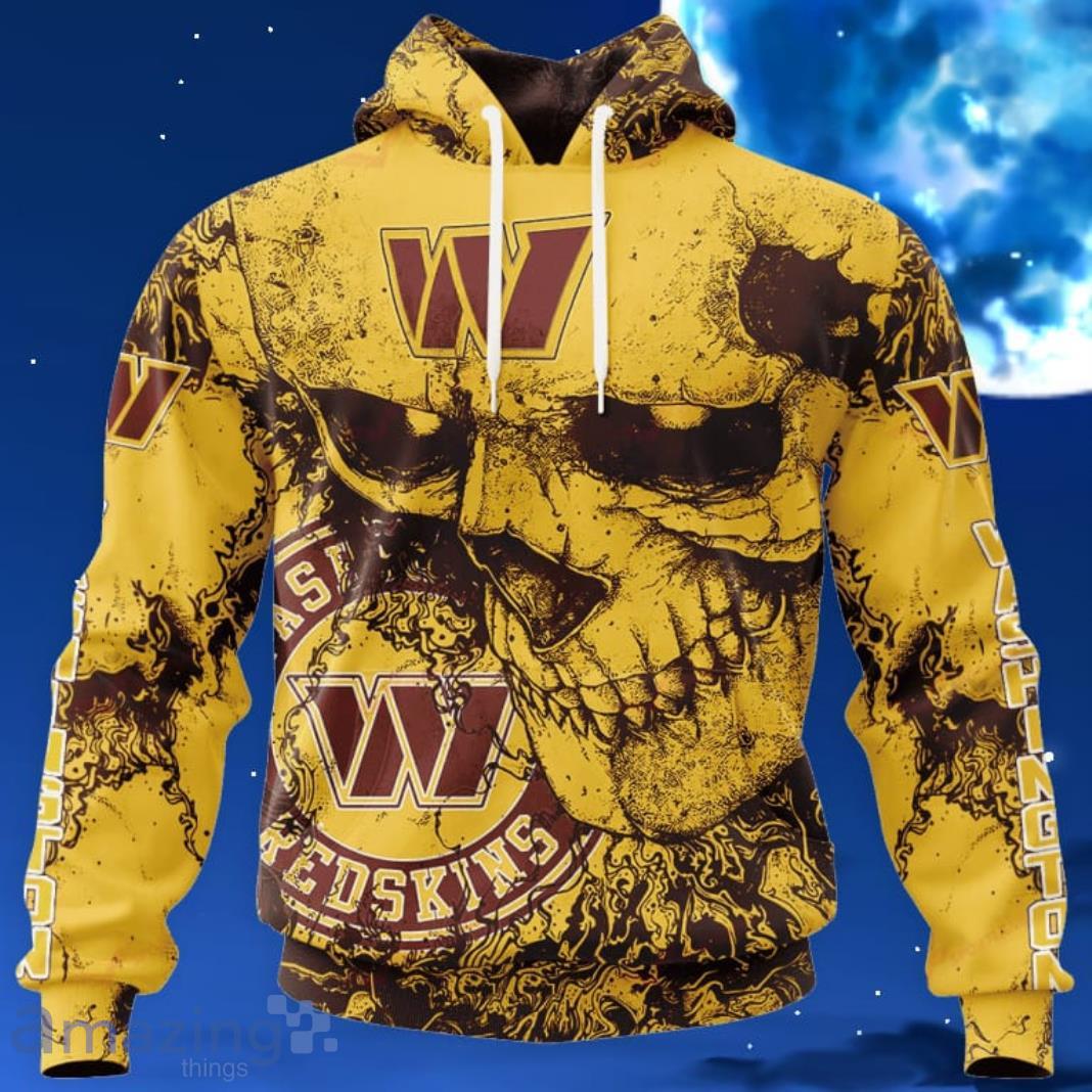 Washington Commanders NFL Custom Name And Number Skull Halloween Gift For Fan 3D Hoodie Product Photo 1