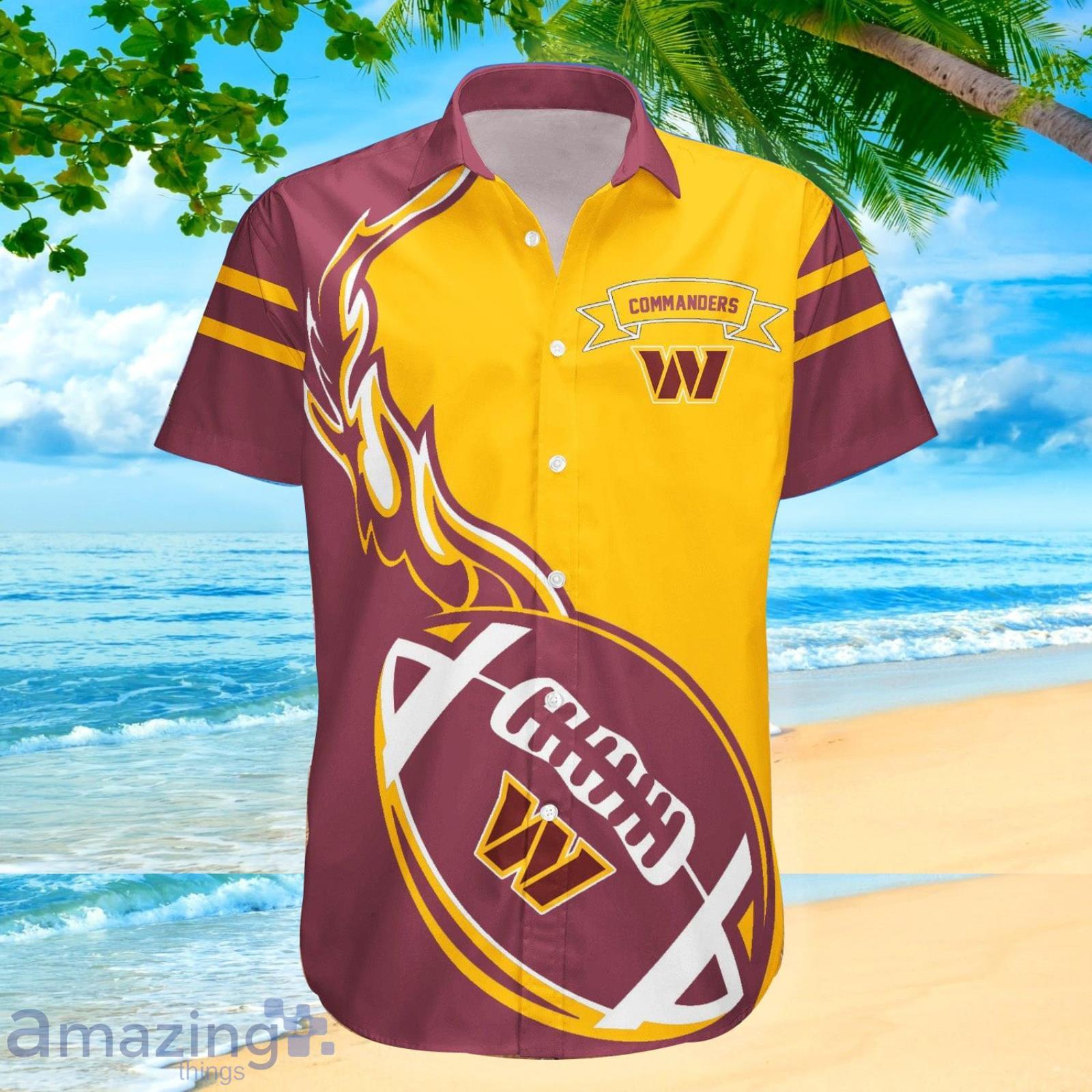 Washington Commanders Nfl Flame Ball Hawaiian Shirt For Fans Product Photo 1