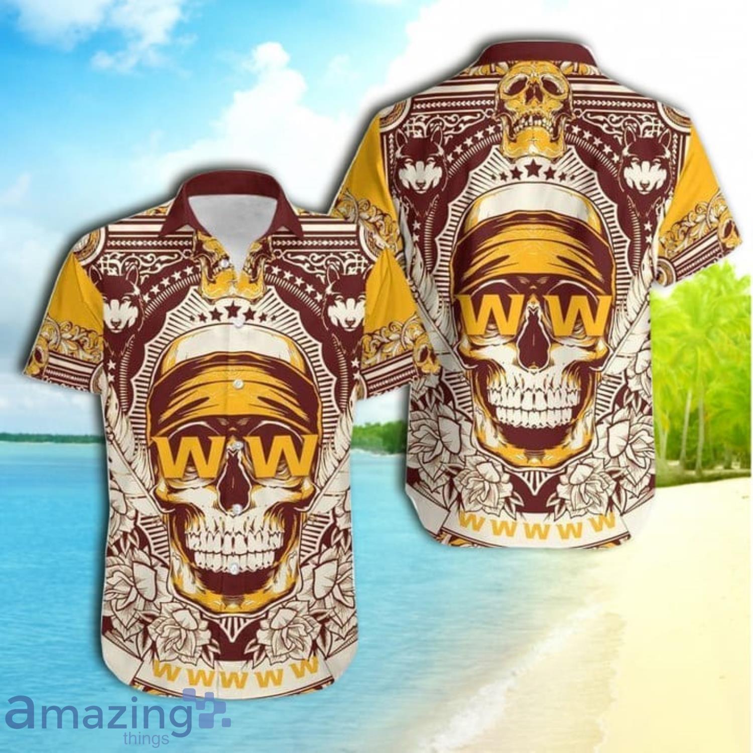 NFL Washington Redskins Skull Leaf Halloween Fans Hawaiian Shirt Gift For  Men And Women - Banantees