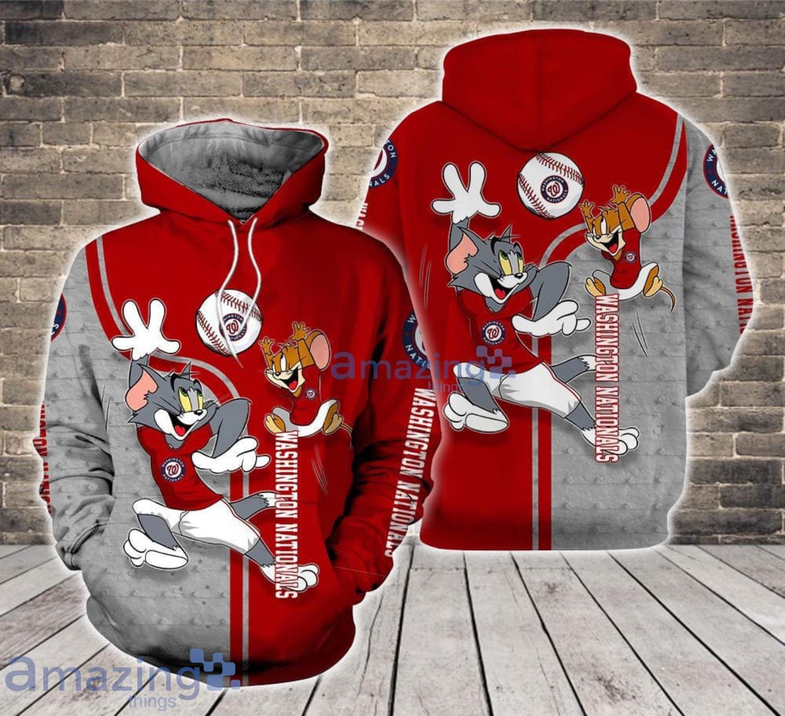 Washington Nationals Tom and Jerry Cartoon Lover 3D Printed Hoodie For Fans Product Photo 1
