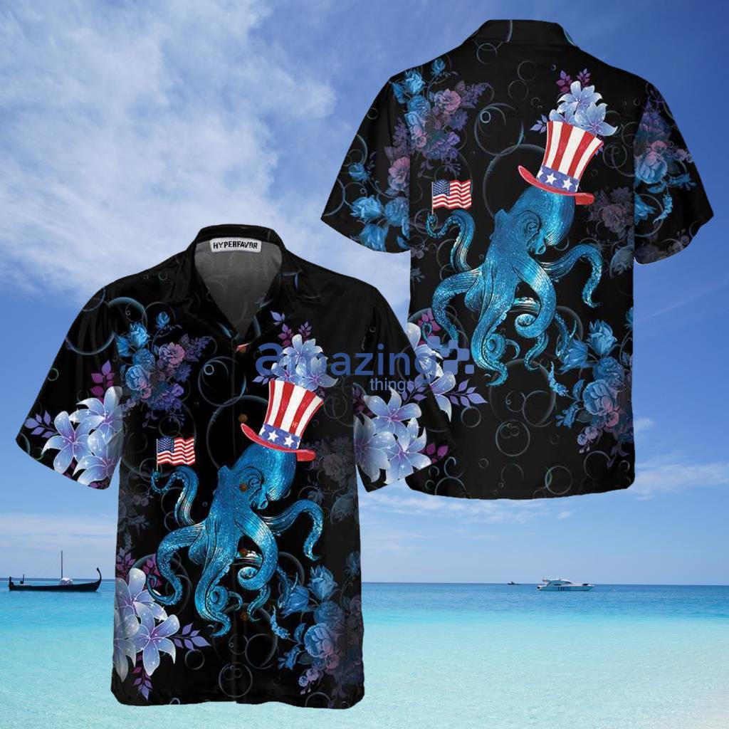 Watercolor Ocean Octopus Hawaiian Shirt - Watercolor Ocean Octopus Hawaiian Shirt