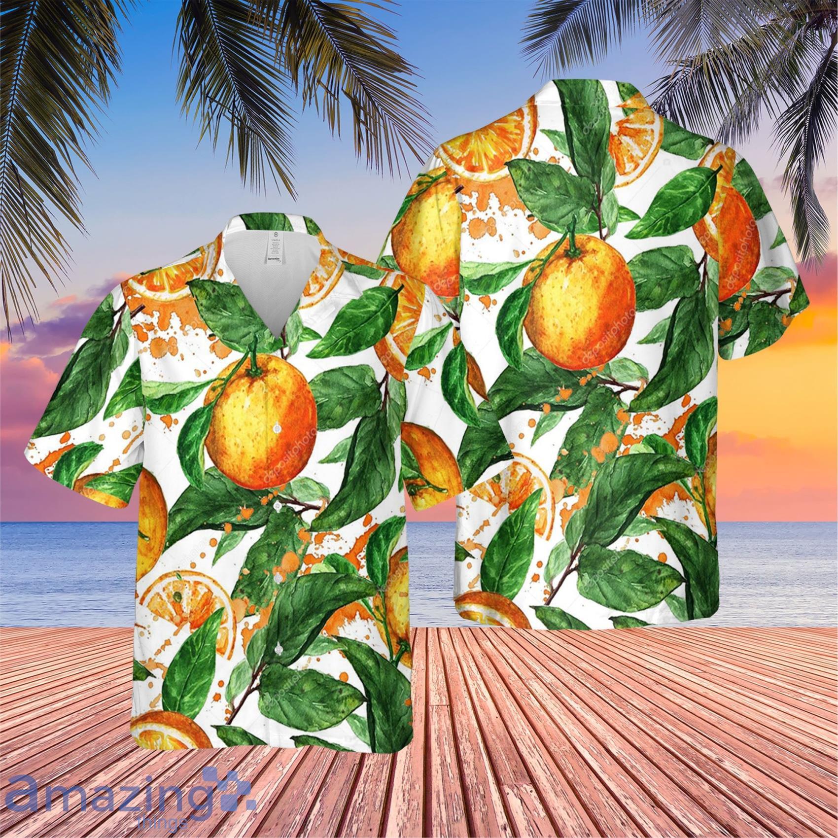 Watercolor Organe Summer Vacation Hawaiian Shirt For Men And Women Product Photo 1