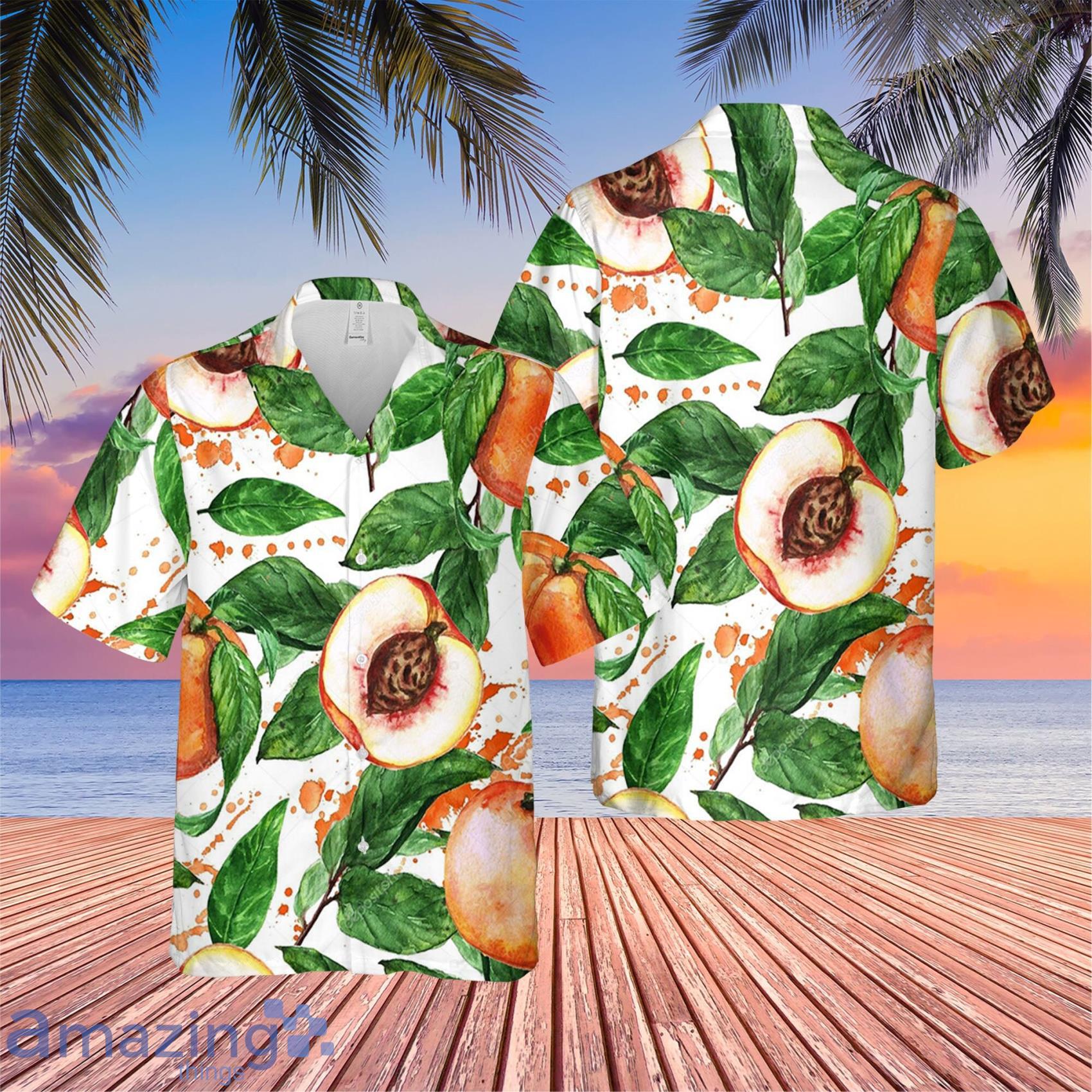 Watercolor Peach Summer Vacation Hawaiian Shirt For Men And Women Product Photo 1