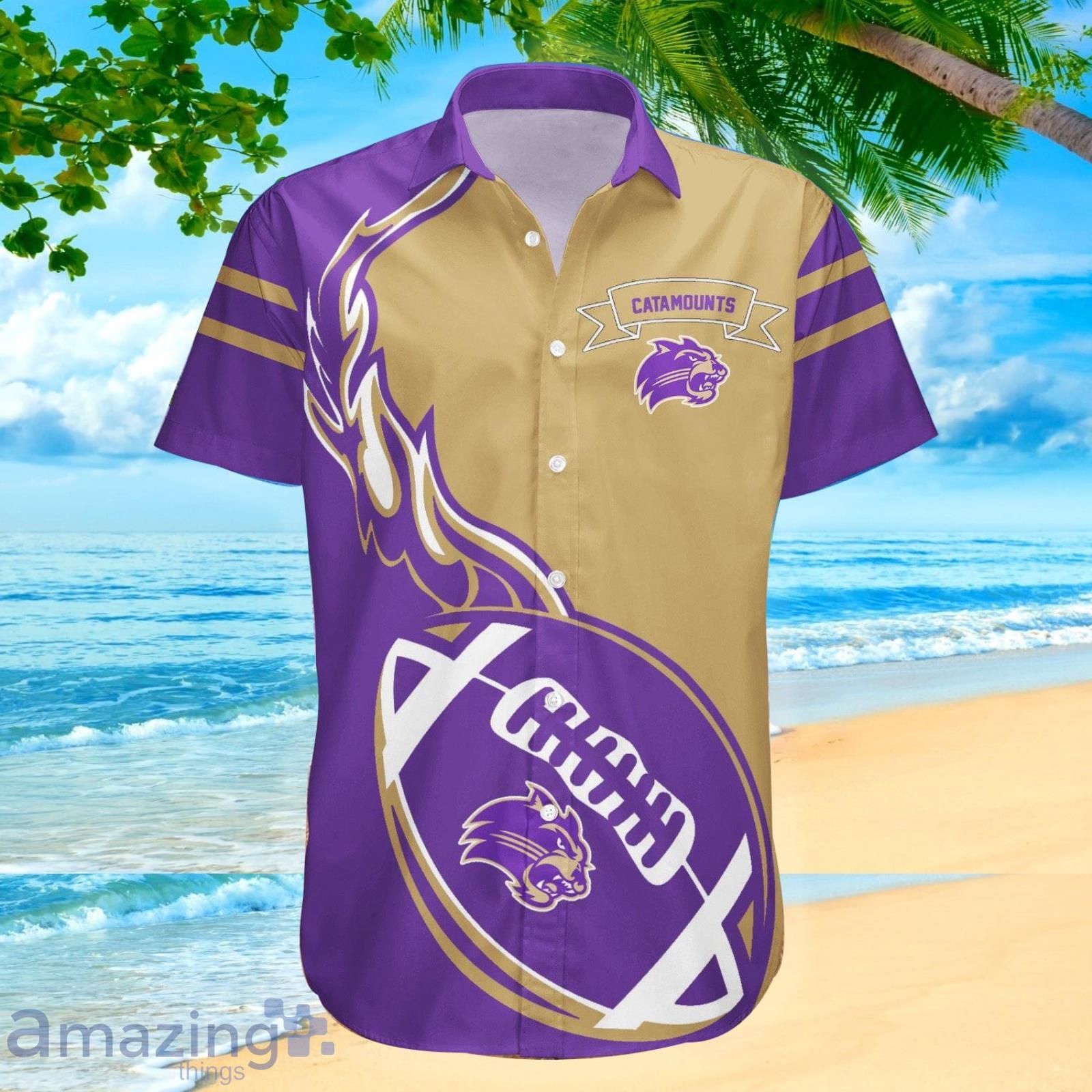 Western Carolina Catamounts Ncaa Flame Ball Hawaiian Shirt For Fans Product Photo 1