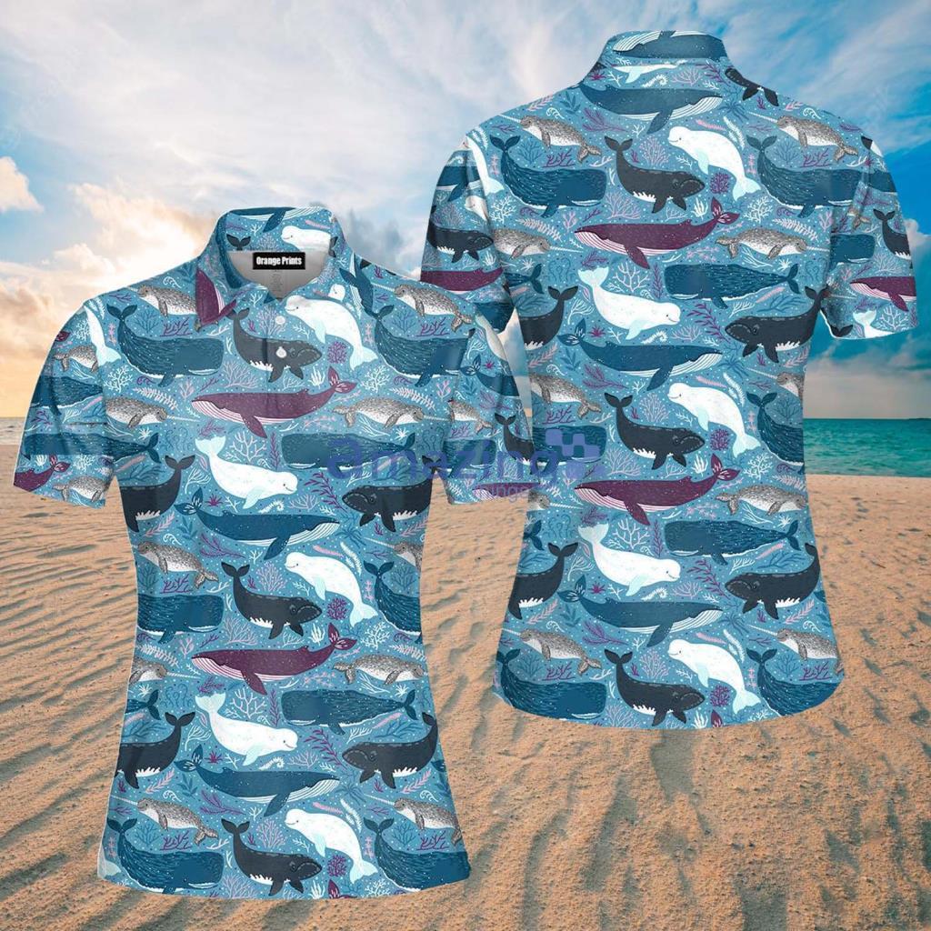Whales With Marine Mammals Under Sea Polo Shirt - Whales With Marine Mammals Under Sea Polo Shirt
