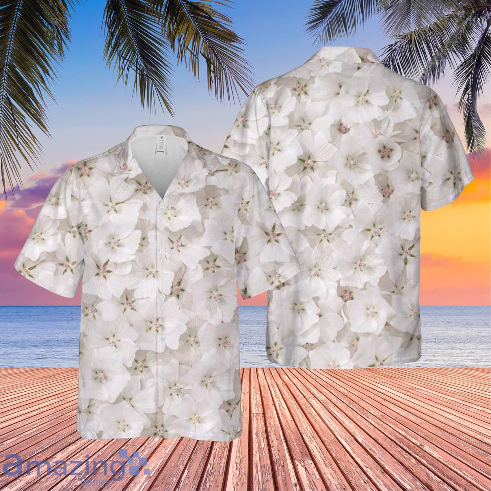 White Aloha Flower Summer Vacation Hawaiian Shirt For Men And Women Product Photo 1