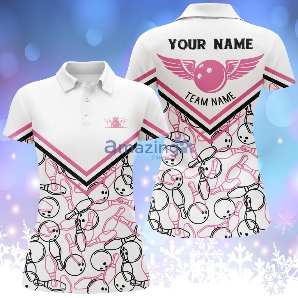 White3 D Bowling Custom Name Polo Shirt - White3DBowlingCustomNamePoloShirt
