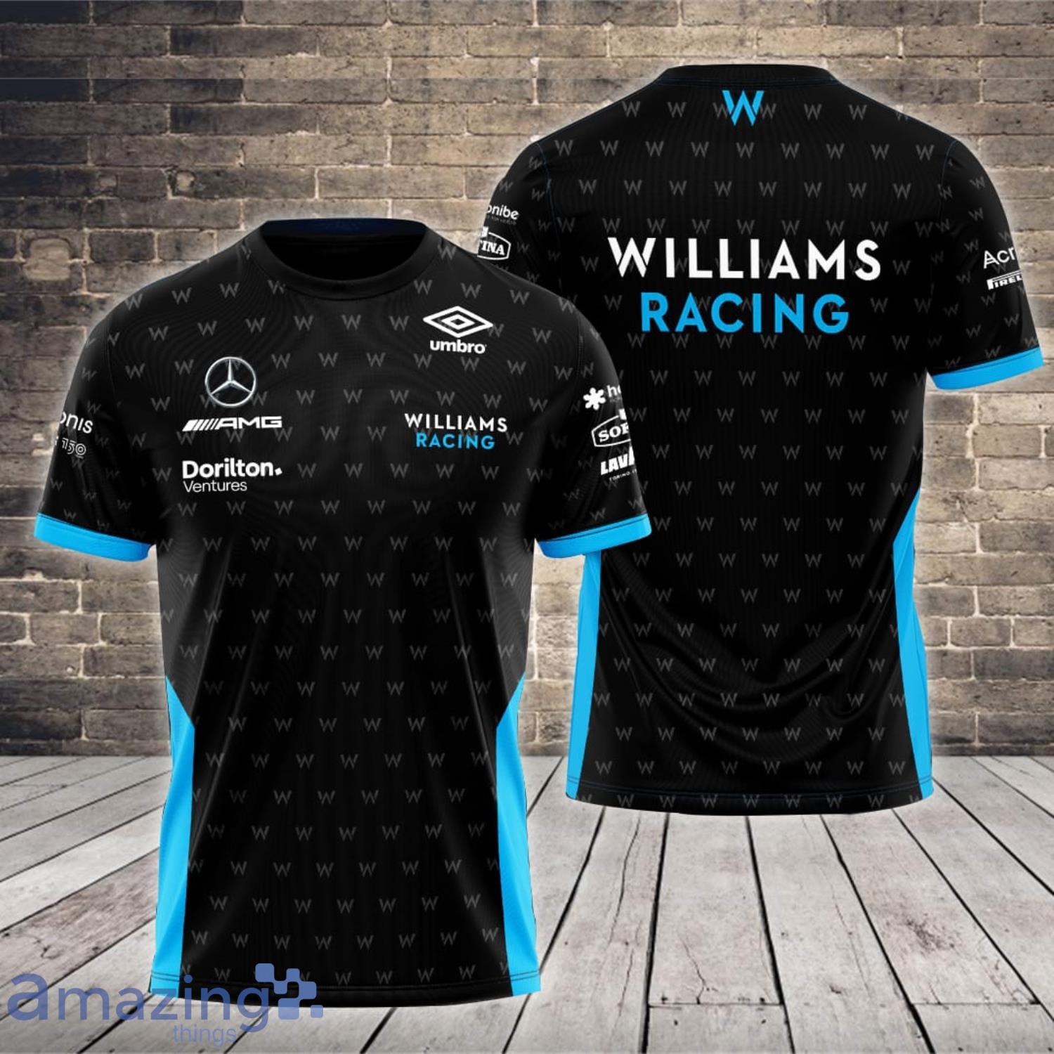 Williams Racing Logo Dorilton AMG Black All Over Print 3D T-Shirt Product Photo 1 Williams Racing Logo Dorilton AMG Black All Over Print 3D T-Shirt Product Photo 1