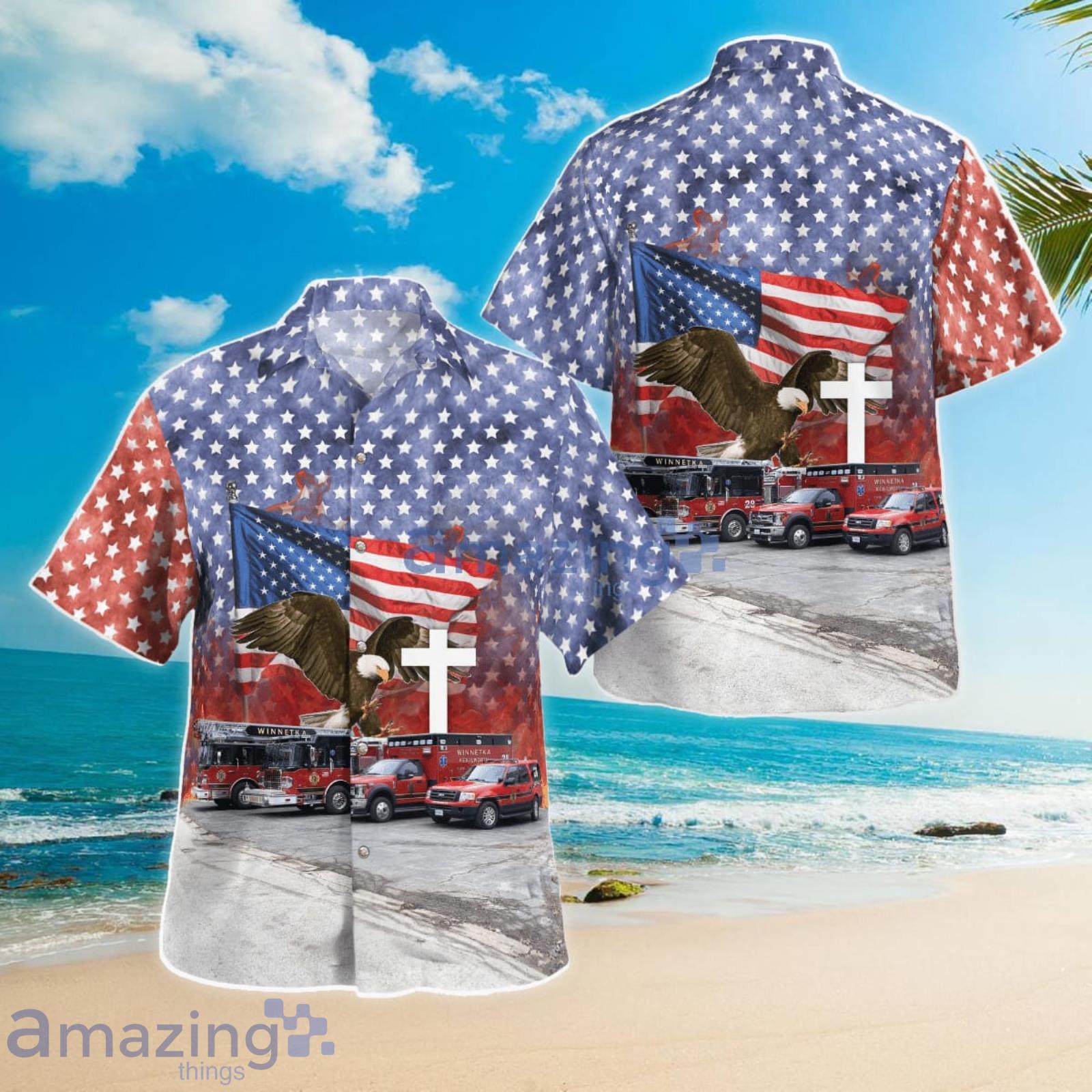 Winnetka Illinois Winnetka Fire Department Station 28 4th Of July Summer Gift Hawaiian Shirt Product Photo 1