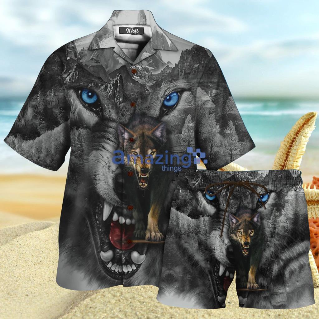 Wolf 3D Hawaiian Shirt And Short - Wolf 3D Hawaiian Shirt And Short