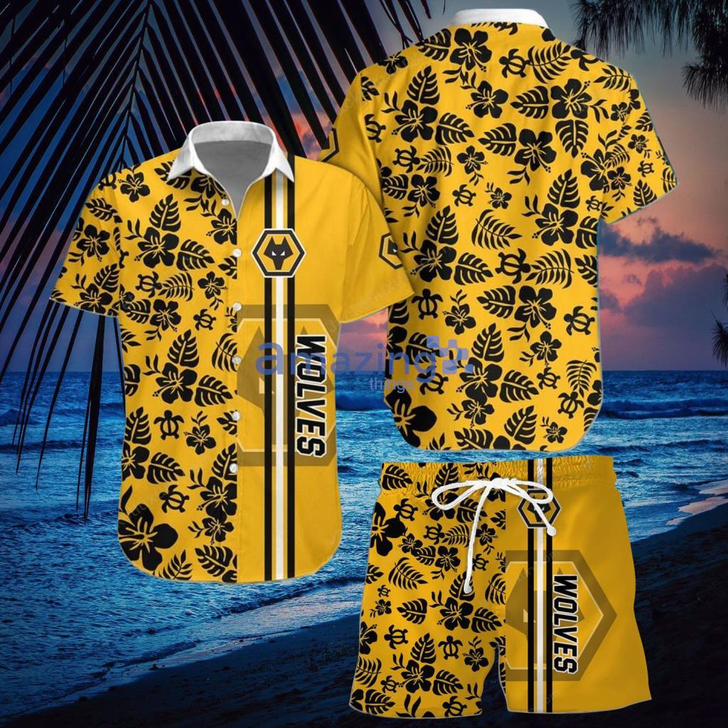 Wolverhampton Wanderers FC Yellow Black Hawaiian Shirt And Short - Wolverhampton Wanderers FC Yellow Black Hawaiian Shirt And Short