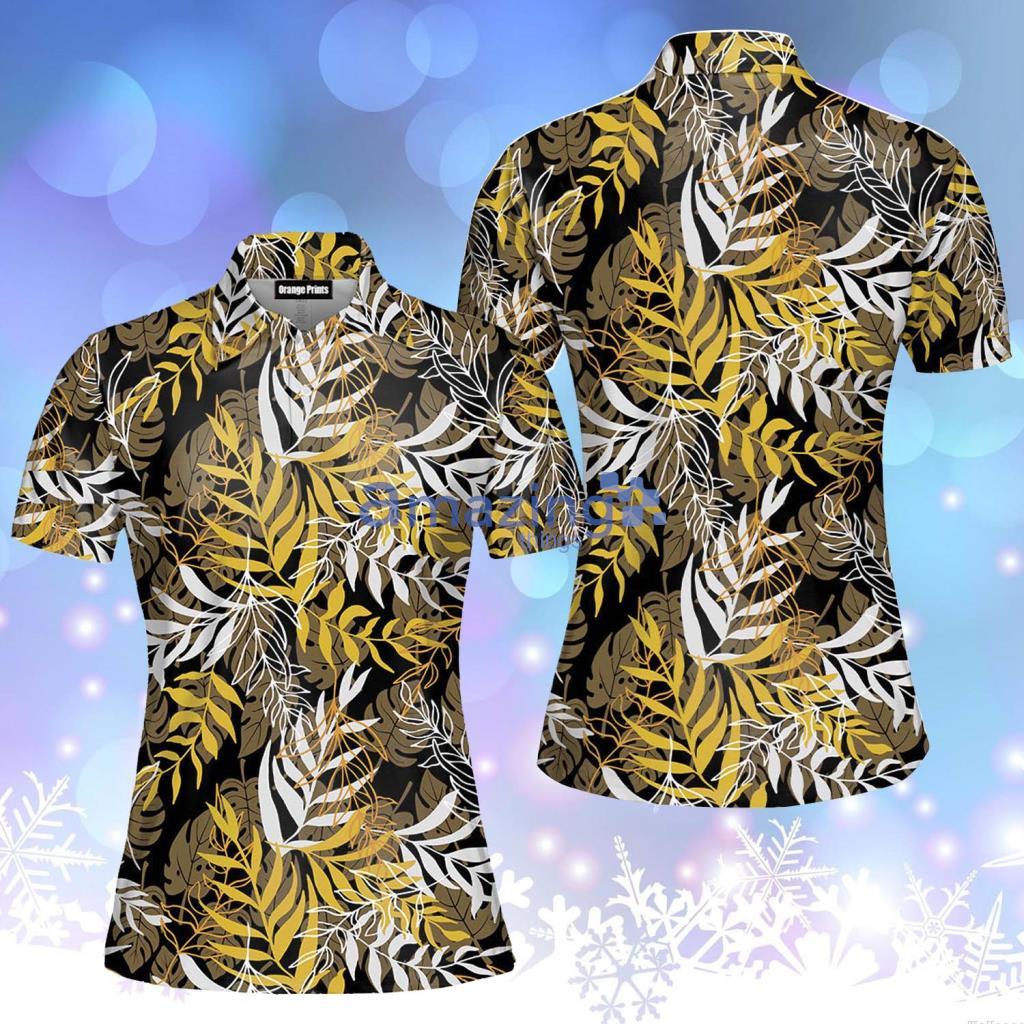 Yellow And Brown Palm Leaves Pattern Polo Shirt - Yellow And Brown Palm Leaves Pattern Polo Shirt