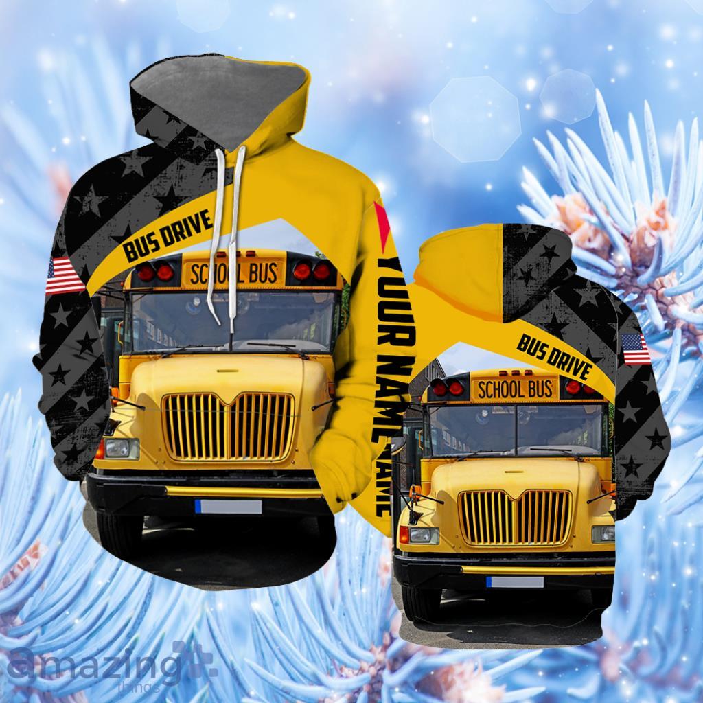 Yellow - Black American School Bus Driver Custom Name Hoodie 3D All Over Print - Yellow American School Bus Driver Custom Name All Over Print  For Men & Women  CN6146