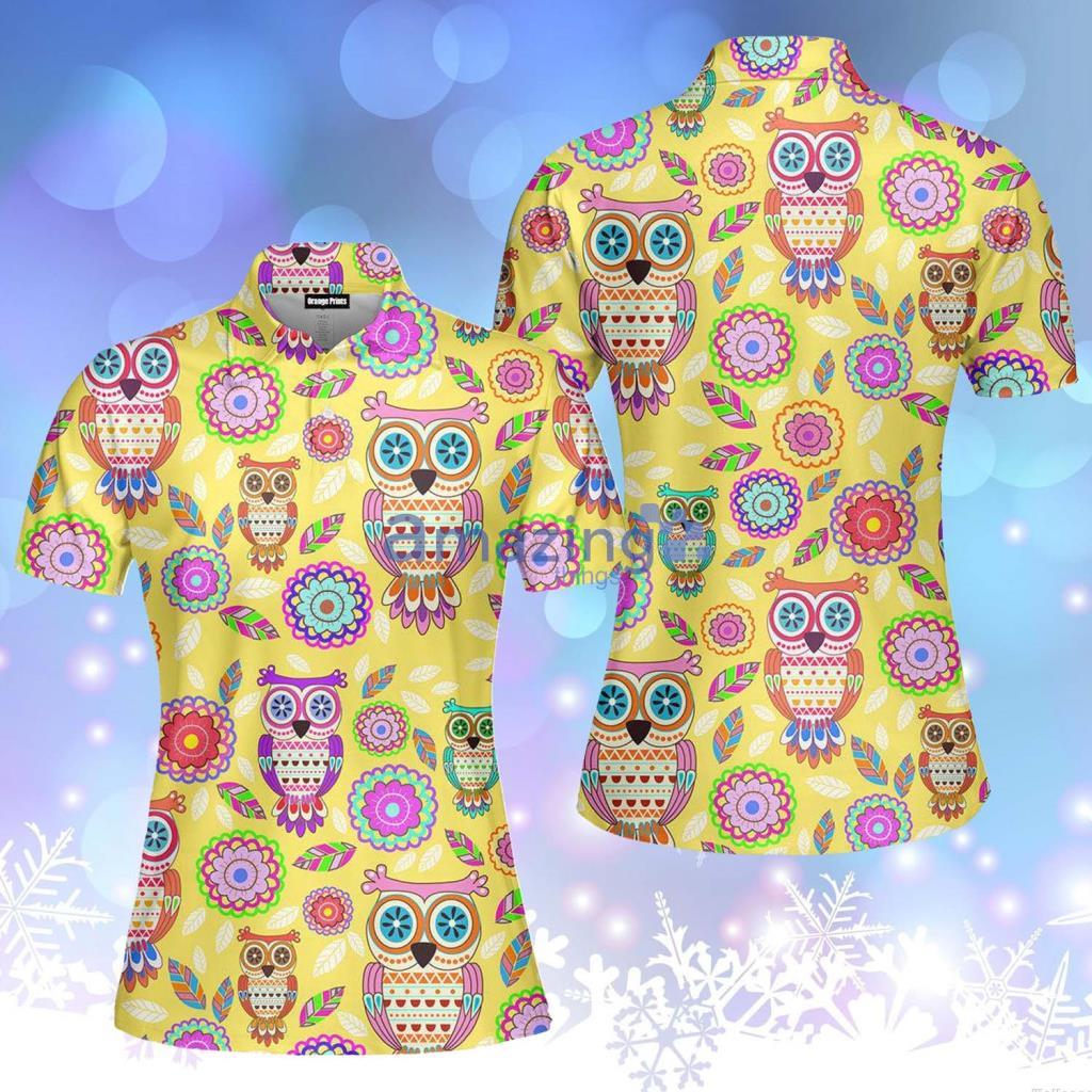 Yellow Owl And Flowers Polo Shirt - Yellow Owl And Flowers Polo Shirt