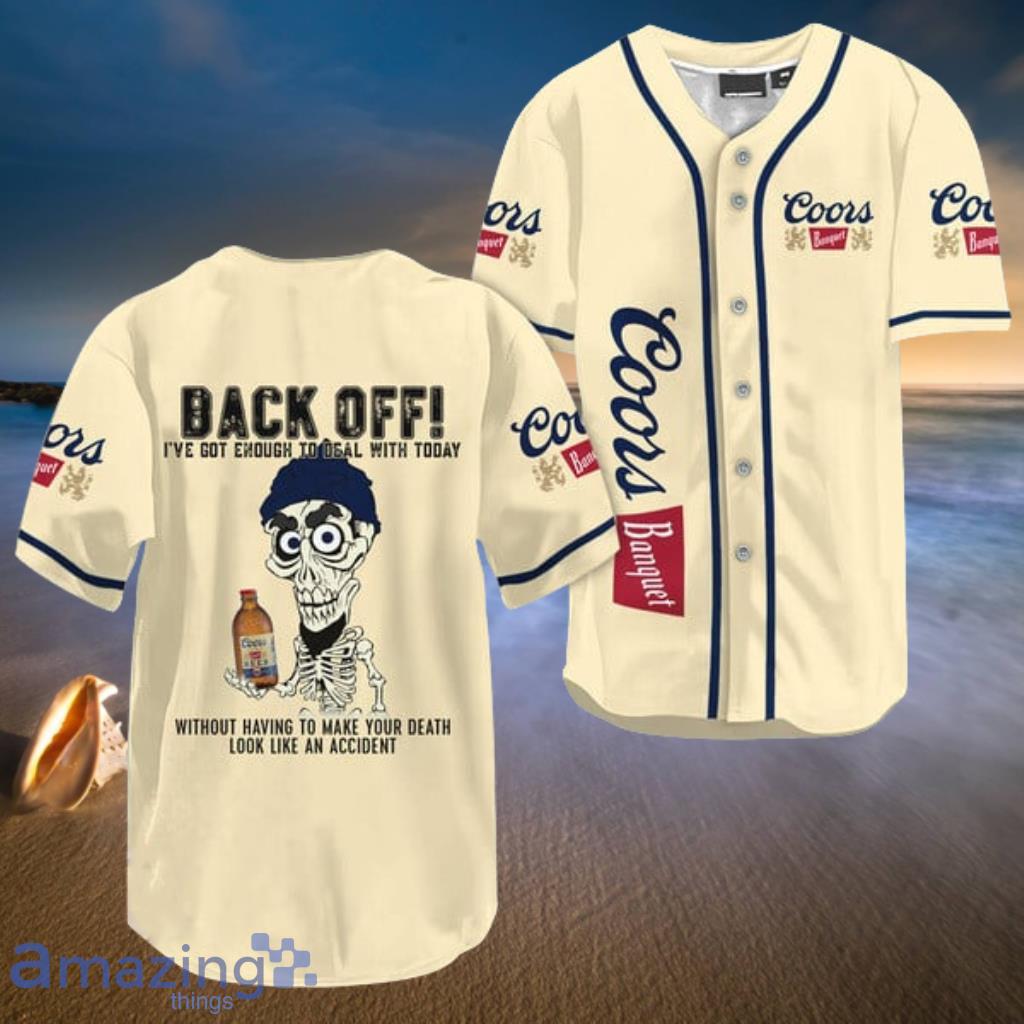 Achmed Back Off With Coors Banquet White Baseball Jersey