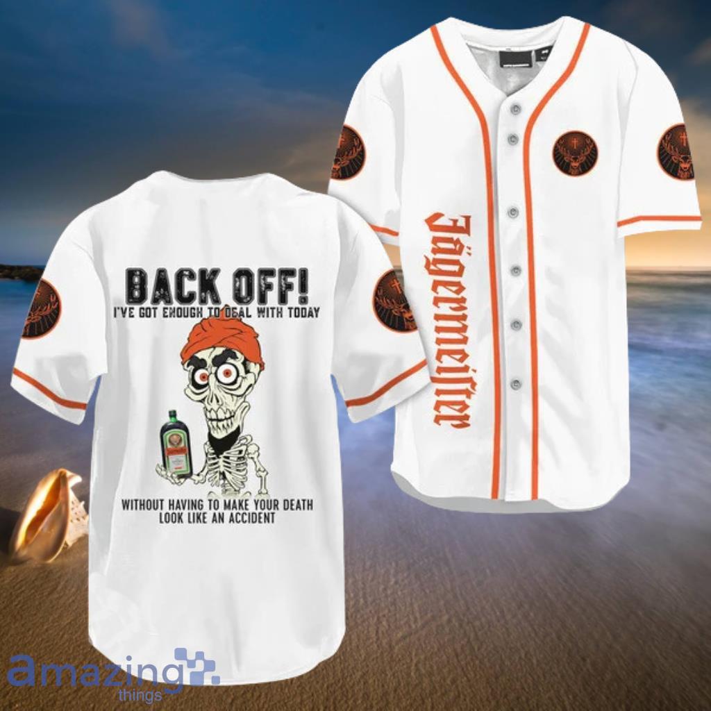 Achmed Back Off With Jagermeister White Baseball Jersey Shirt