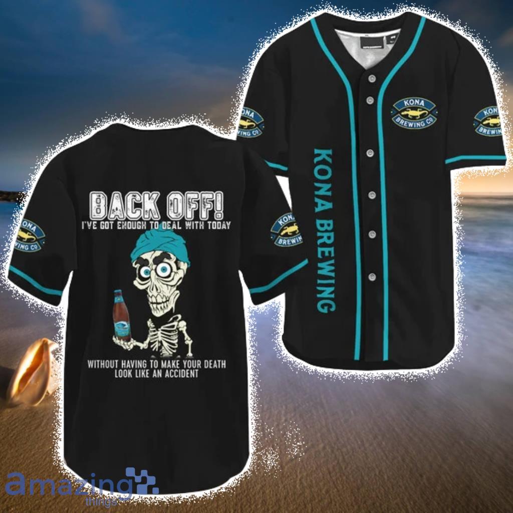 Achmed Back Off With Kona Brewing Beer Black Baseball Jersey Shirt - Achmed Back Off With Kona Brewing Beer Black Baseball Jersey Shirt