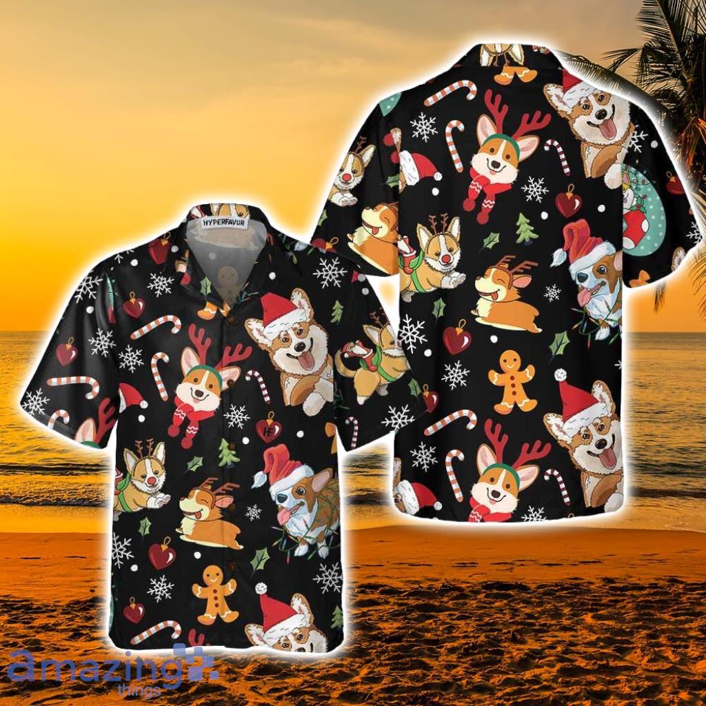 Adorable Corgis Dog Merry Christmas Tropical Hawaiian Shirt - Adorable Corgis Dog Merry Christmas Tropical Hawaiian Shirt