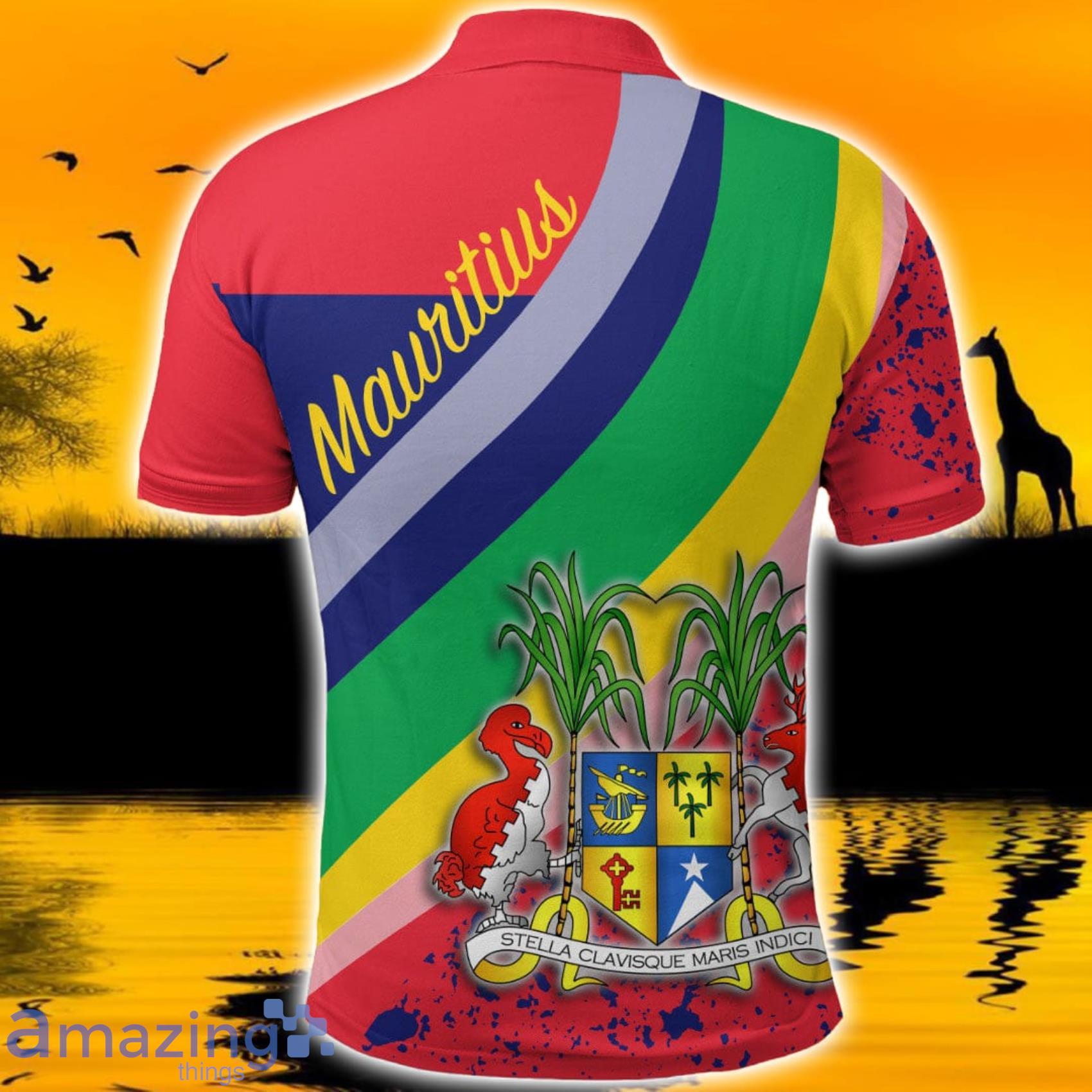 Africa Style Mauritius Special Flag Polo Shirt For Men And Wonen image Africa Style Mauritius Special Flag Polo Shirt For Men And Wonen Product Photo 2