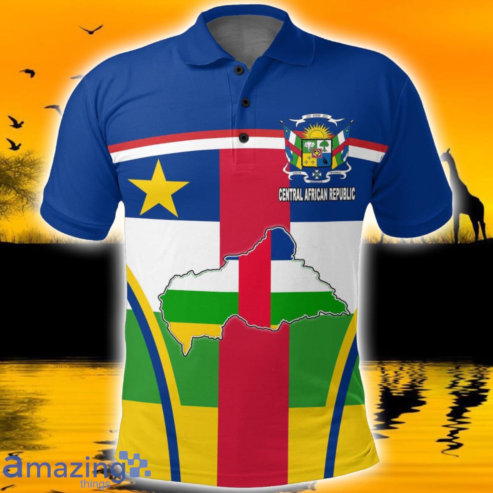 Africa Zone Style Central African Republic Active Flag Polo Shirt For Men And Women Product Photo 1