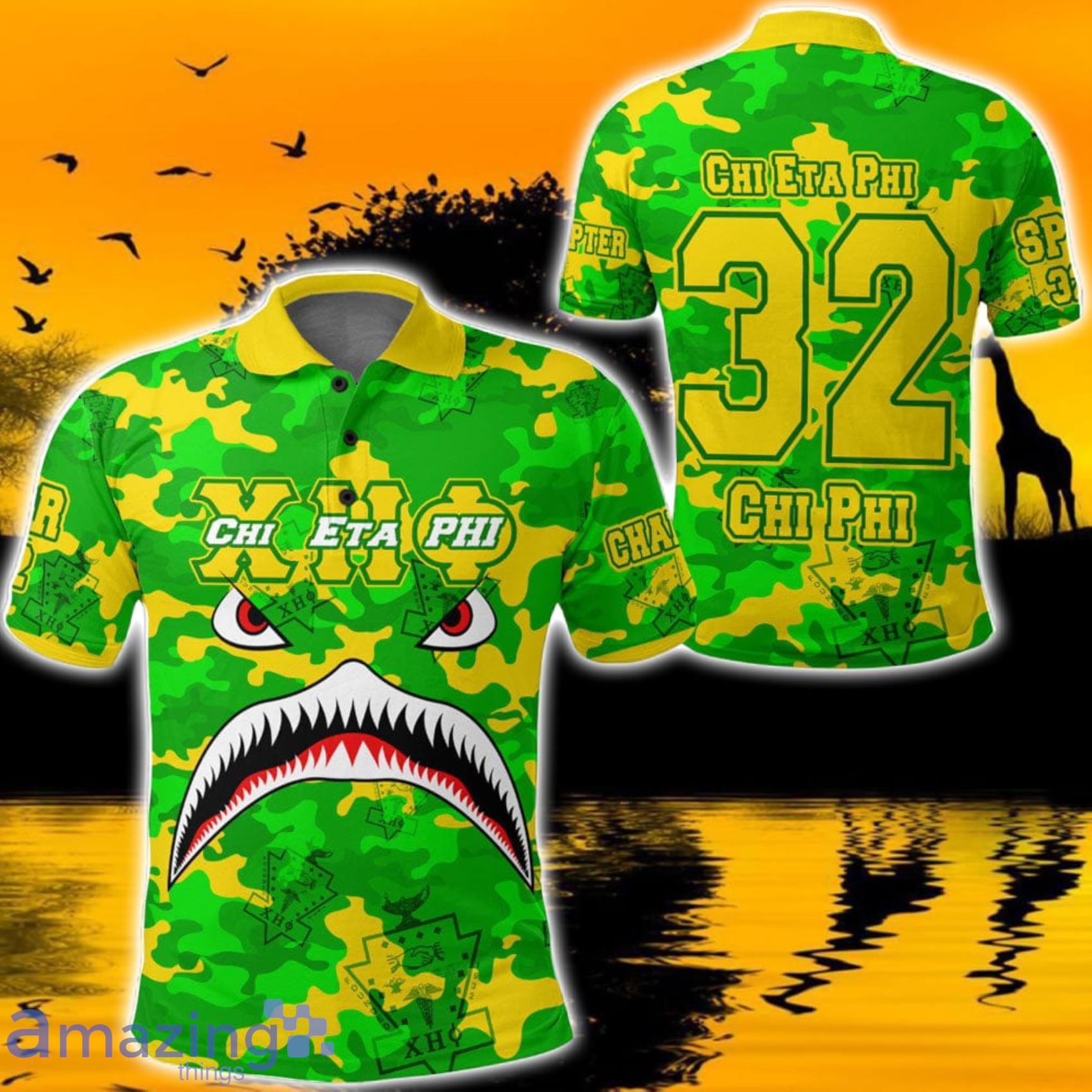 Africazone Style Chi Eta Phi Full Camo Shark Polo Shirt For Men And Women Product Photo 1 Africazone Style Chi Eta Phi Full Camo Shark Polo Shirt For Men And Women Product Photo 1