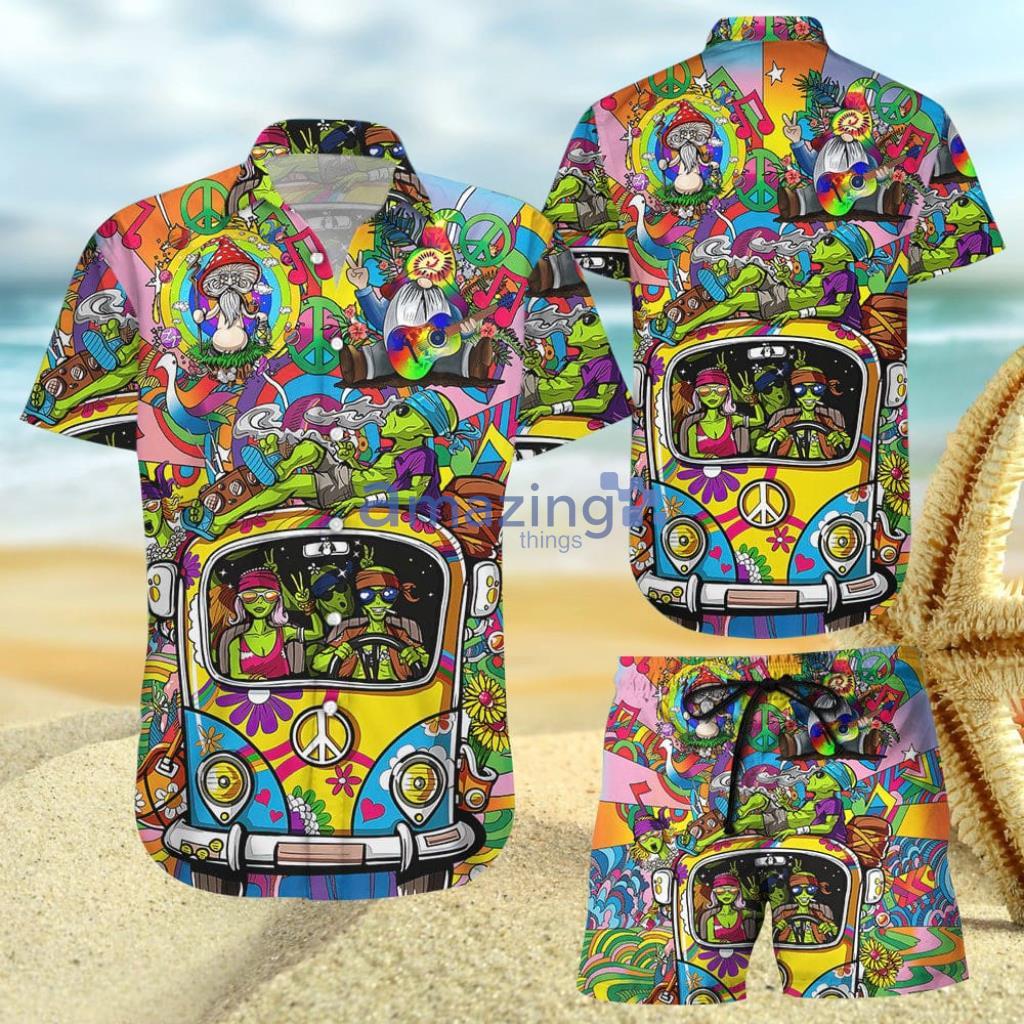Ailen Ailen Family Hippie Bus Music Flower Hawaiian Shirt And Short - Ailen Ailen Family Hippie Bus Music Flower Hawaiian Shirt And Short
