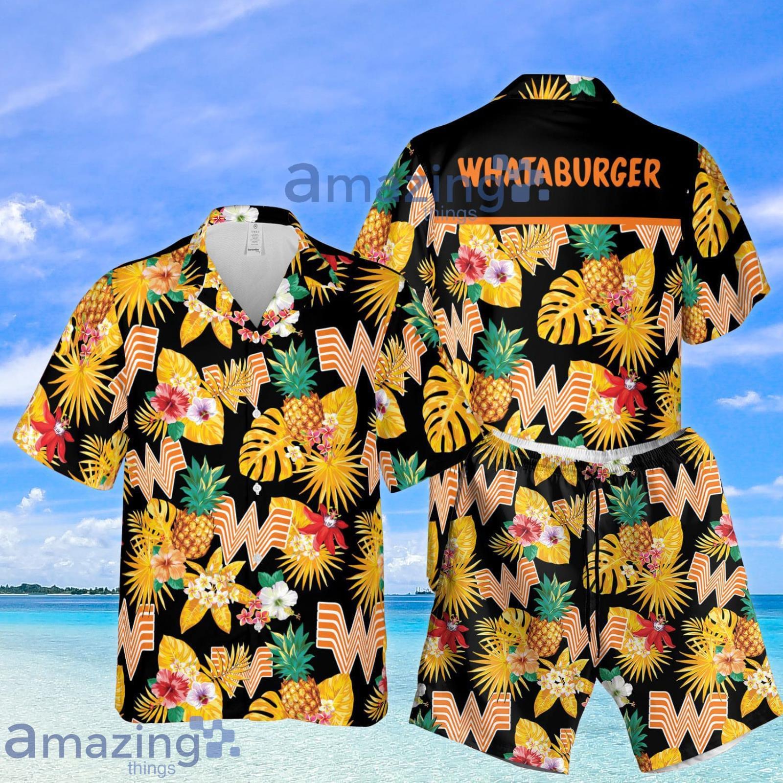 All Over Print Whataburger Tropical Beach Pineapple Flower Summer Set Hawaiian Shirt And Shorts Product Photo 1