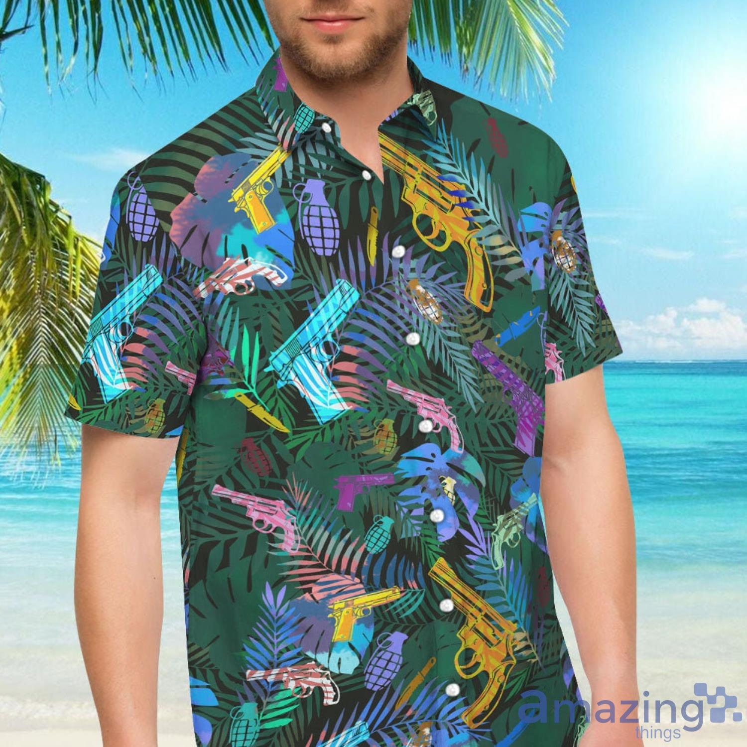 Aloha Colorful Short Gun Tropical Pattern Hawaiian Shirt