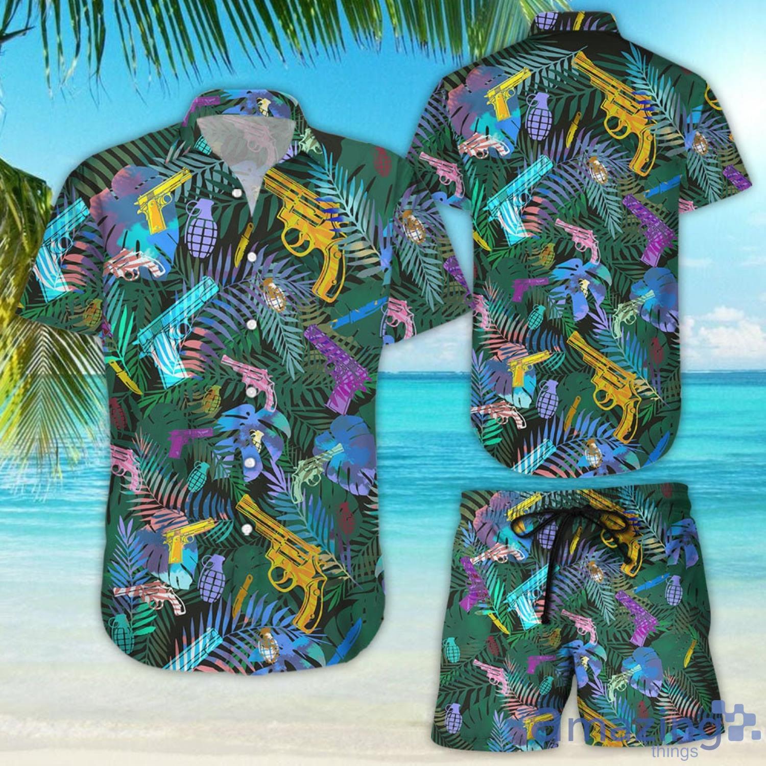 Aloha Colorful Short Gun Tropical Pattern Hawaiian Shirt