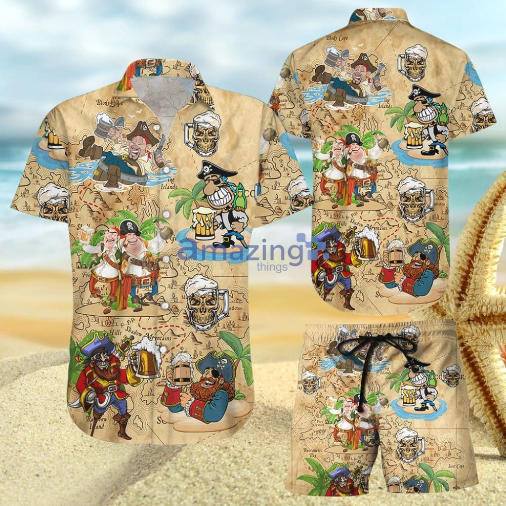 Aloha Skull Pirates Drinking Beer Hawaiian Shirt And Short - Aloha Skull Pirates Drinking Beer Hawaiian Shirt And Short