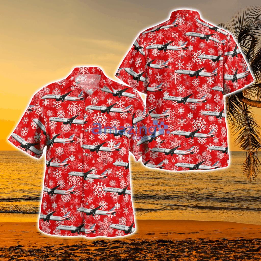 American Airlines Boeing 787-9 Dreamliner Holiday Hawaiian Shirt - American Airlines Boeing 787-9 Dreamliner Holiday Hawaiian Shirt
