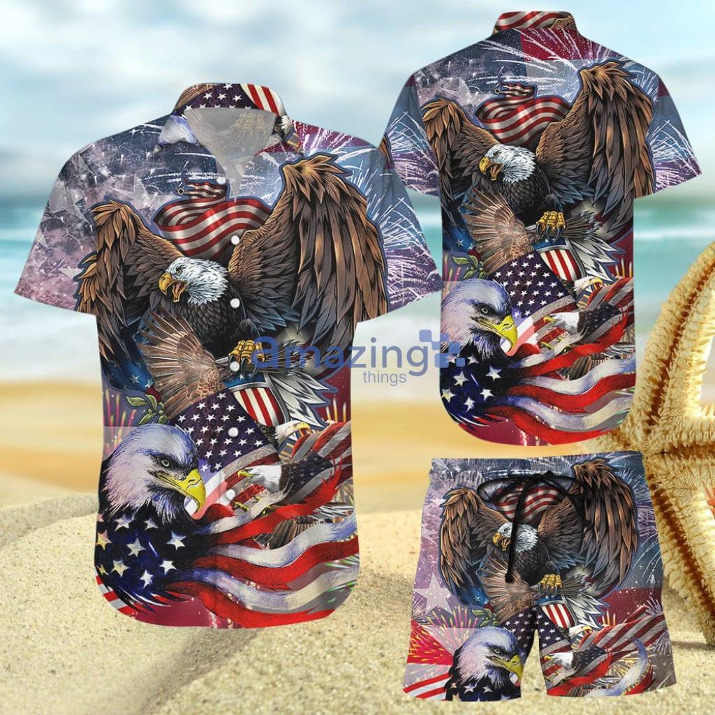 American Eagle - American Flag Eagle Hawaiian Shirt And Short - American Eagle - American Flag Eagle Hawaiian Shirt And Short
