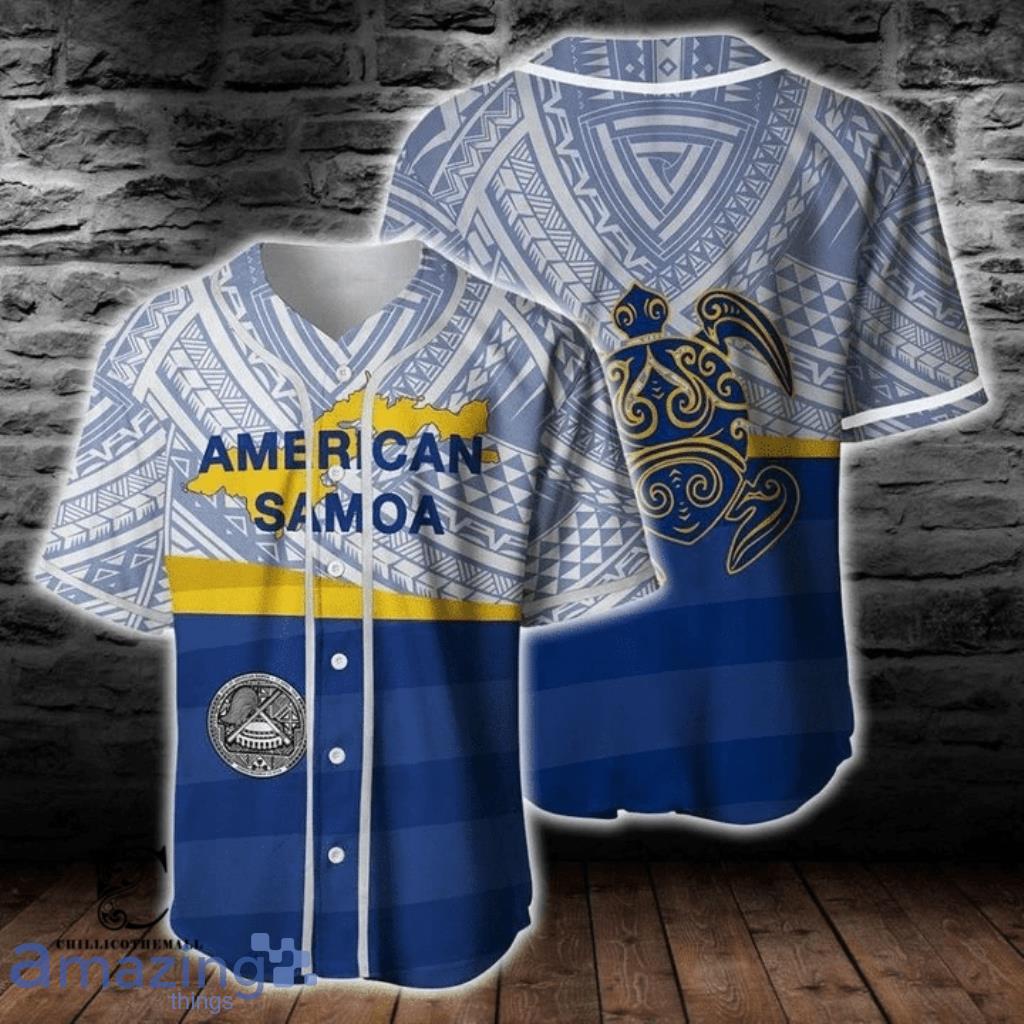 American Samoa Blue Pattern Baseball Jersey Shirt - American Samoa Blue Pattern Baseball Jersey Shirt