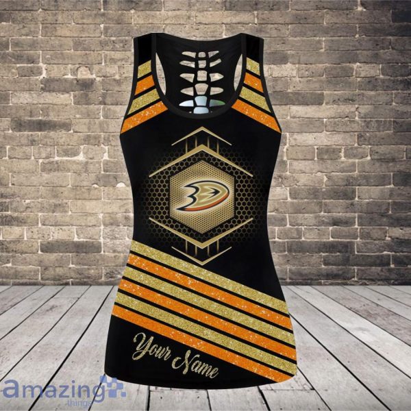 Anaheim Ducks Personalized Name Combo Hollow Tank Top And Leggings For Fans