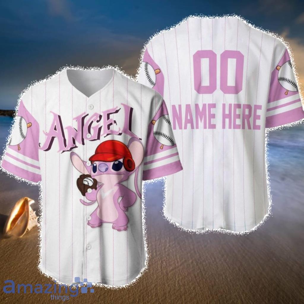 Personalized Angel Stitch Girlfriend White Pink 3D BASEBALL JERSEY SHIRT US  Size