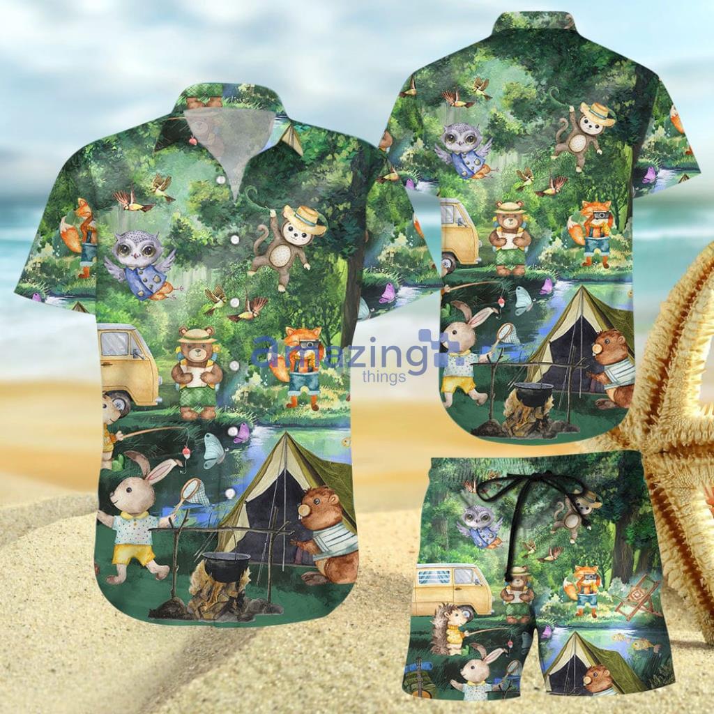 Animal Camping Forests Animals Summer Hawaiian Shirt And Short - Animal Camping Forests Animals Summer Hawaiian Shirt And Short