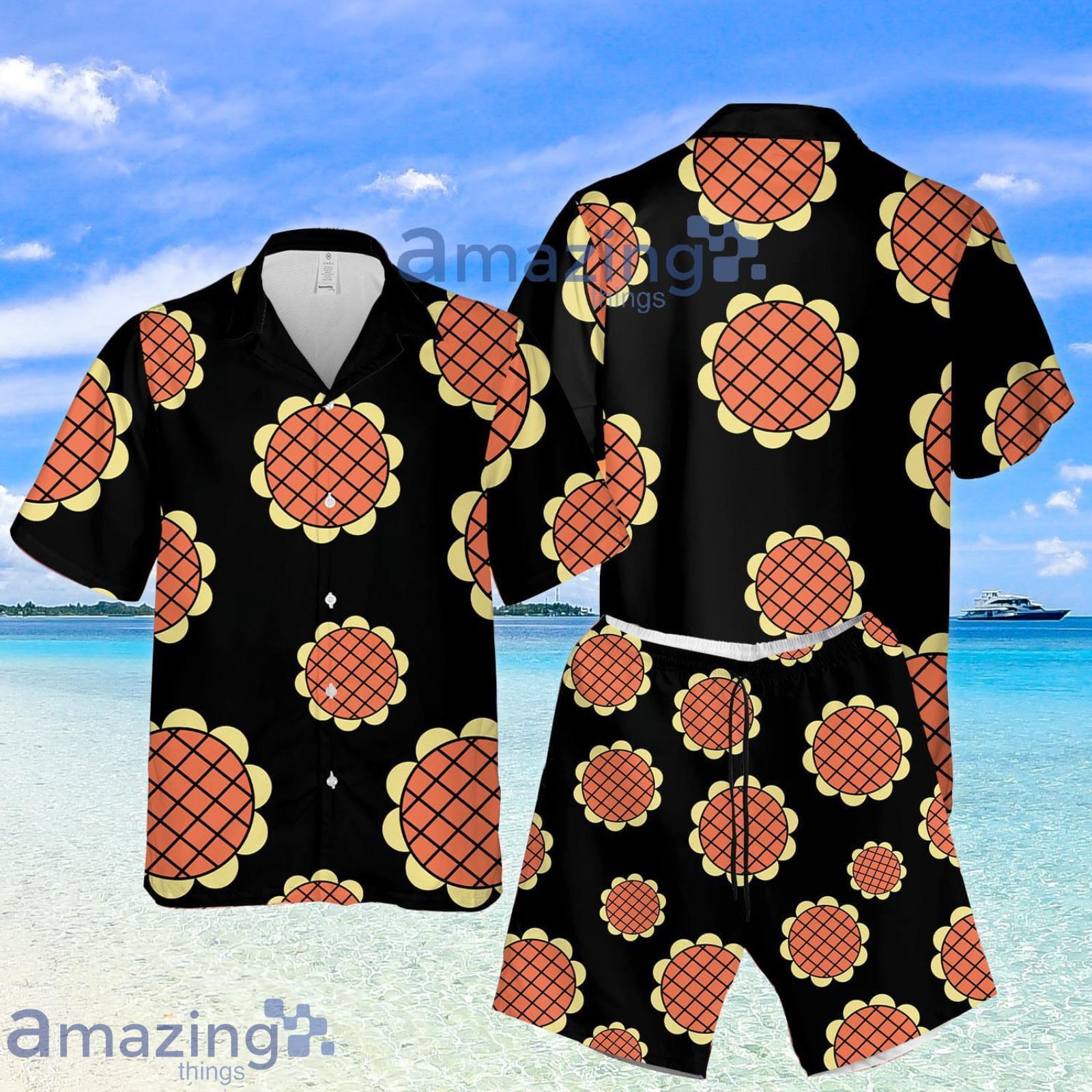 Anime Sunflower Cartoon Luffy Summer Set Hawaiian Shirt And Shorts Product Photo 1