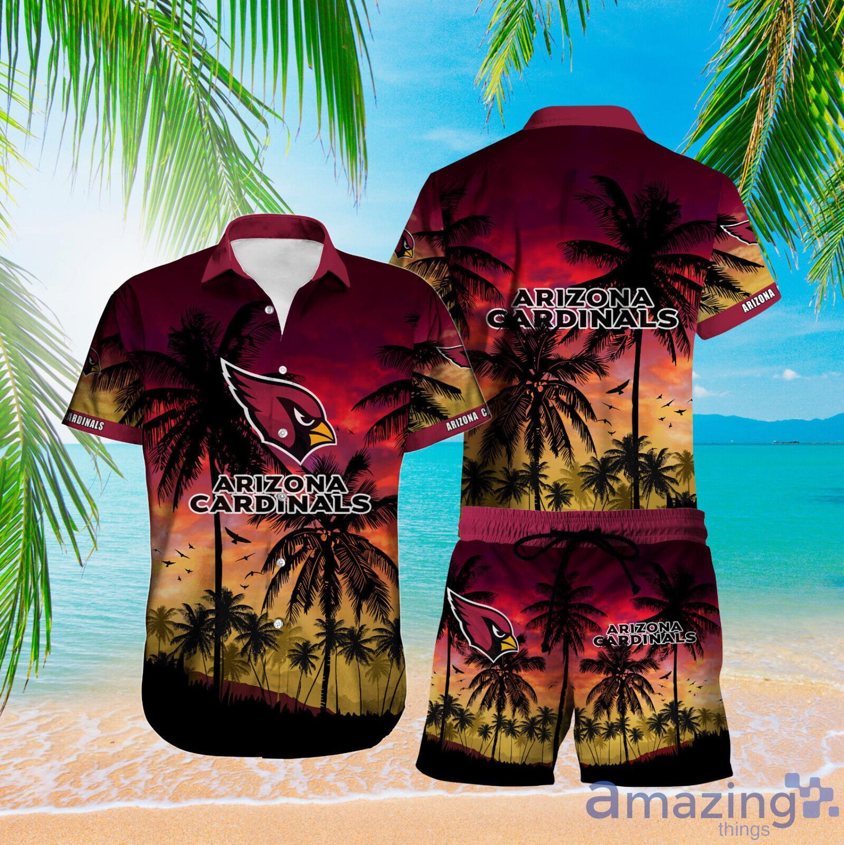Arizona Cardinals Amzazing Sunset And Coconut Trees Aloha Hawaiian Shirt And Beach Short - Arizona Cardinals Mens Button Down Shirt4