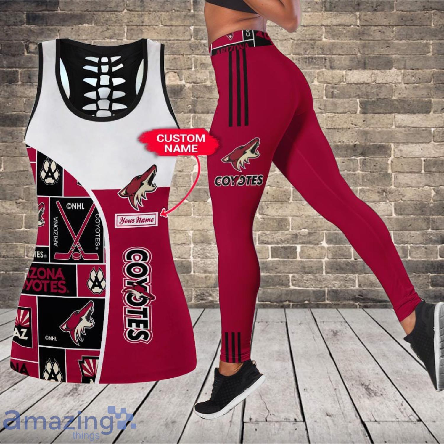 Arizona Coyotes Custom Name Leggings And Hollow Tank Top For Women Product Photo 1