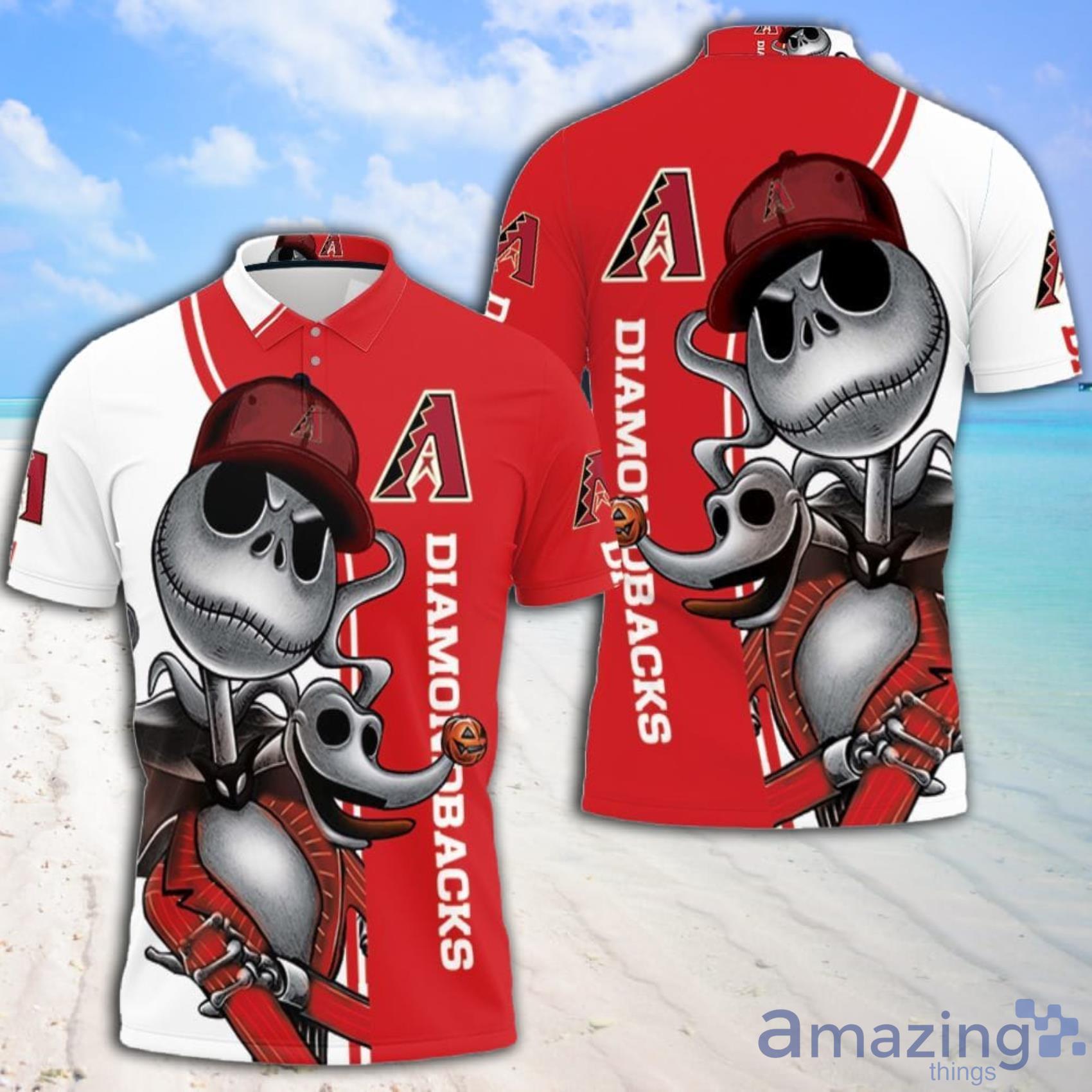 Arizona Diamondbacks Jack Skellington And Zero Polo Shirt All Over Print Shirt 3D T-Shirt Product Photo 1