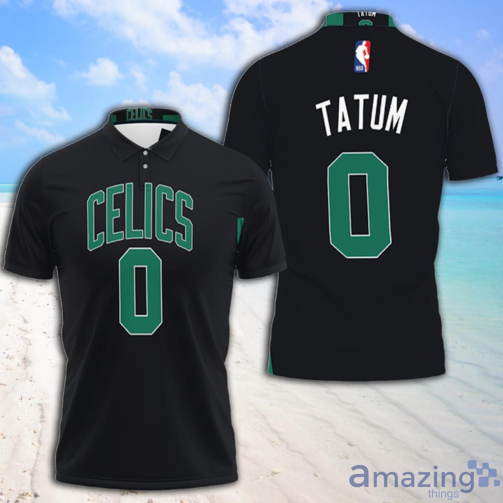Art Boston Celtics Jayson Tatum Number 0 Nba Great Player Black Statement Edition 2019 Polo Shirt Product Photo 1