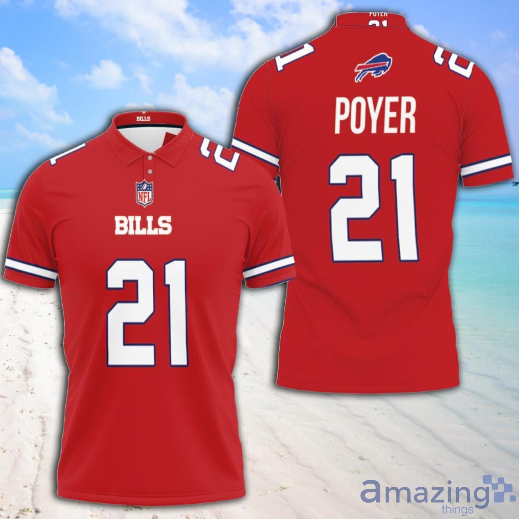 Art Buffalo Bills Jordan Poyer Number 21 Great Player NFL American Football Red Color Rush Polo Shirt Product Photo 1