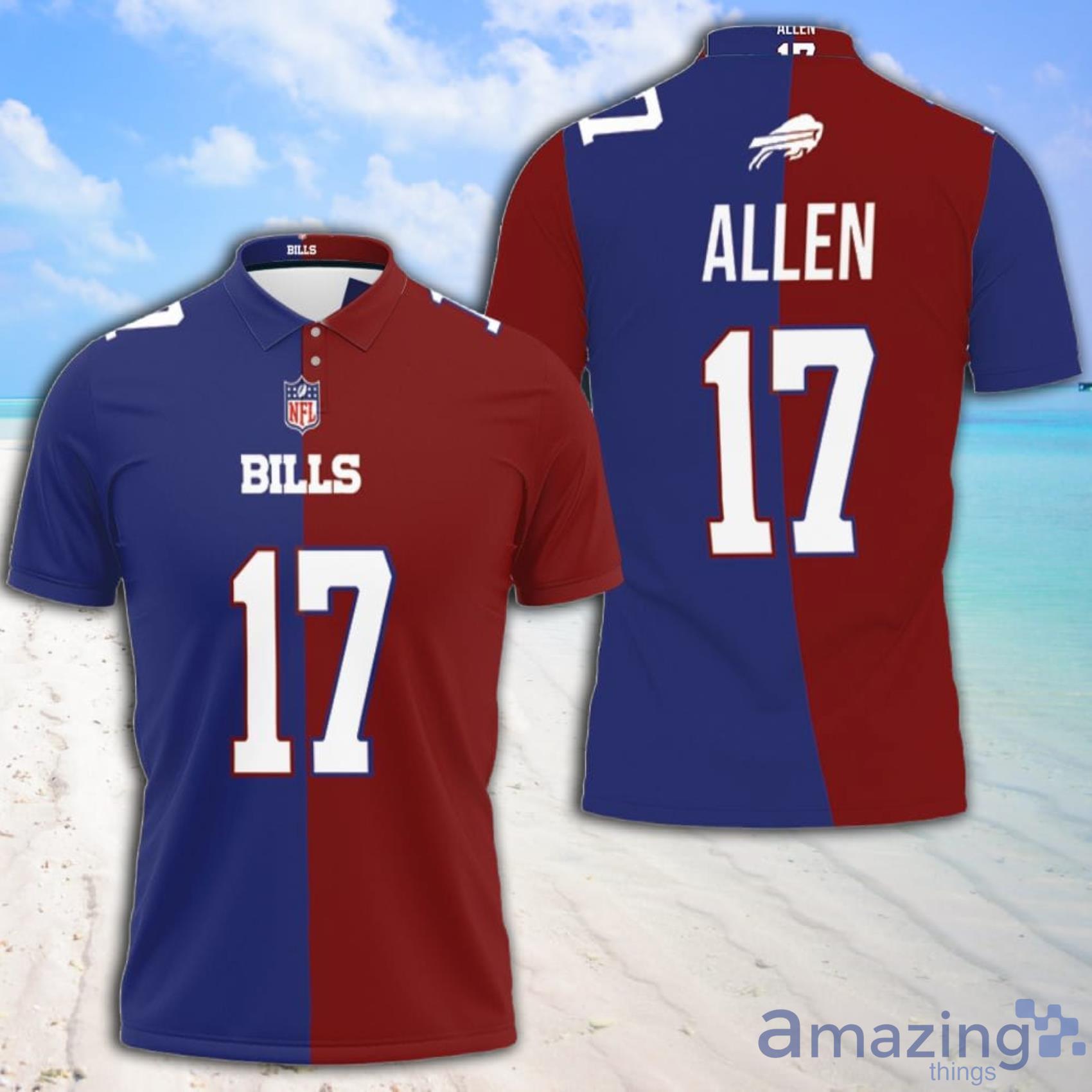 Art Buffalo Bills Josh Allen Number 17 Great Player NFL Vapor Limited Royal Red Two Tone Polo Shirt Product Photo 1