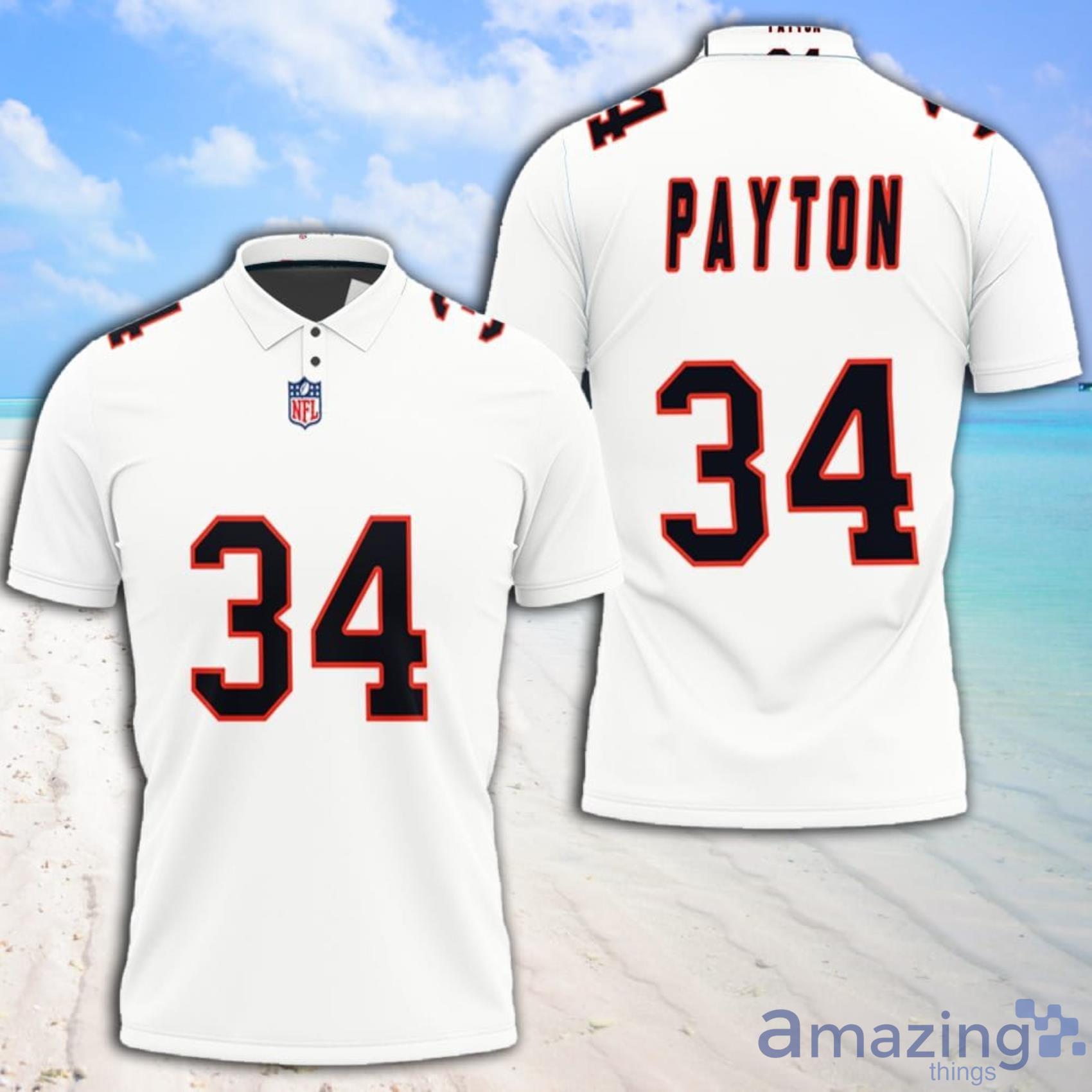 Art Chicago Bears Walter Payton Number 34 Great Player NFL American Football Team Custom Game White Polo Shirt Product Photo 1