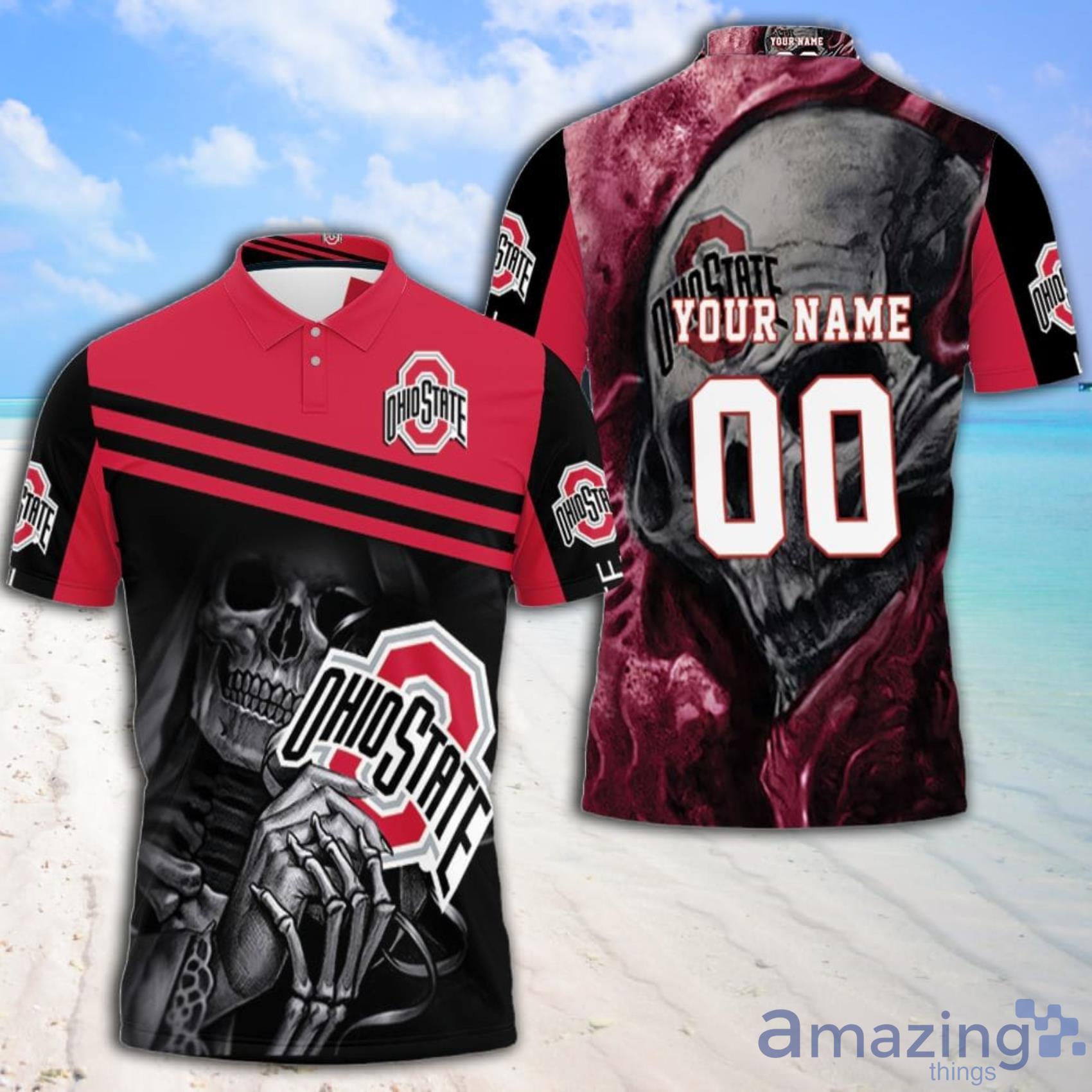 Art Ohio State Buckeyes Maiden Skull Fan Personalized Full Print Polo Shirt Product Photo 1