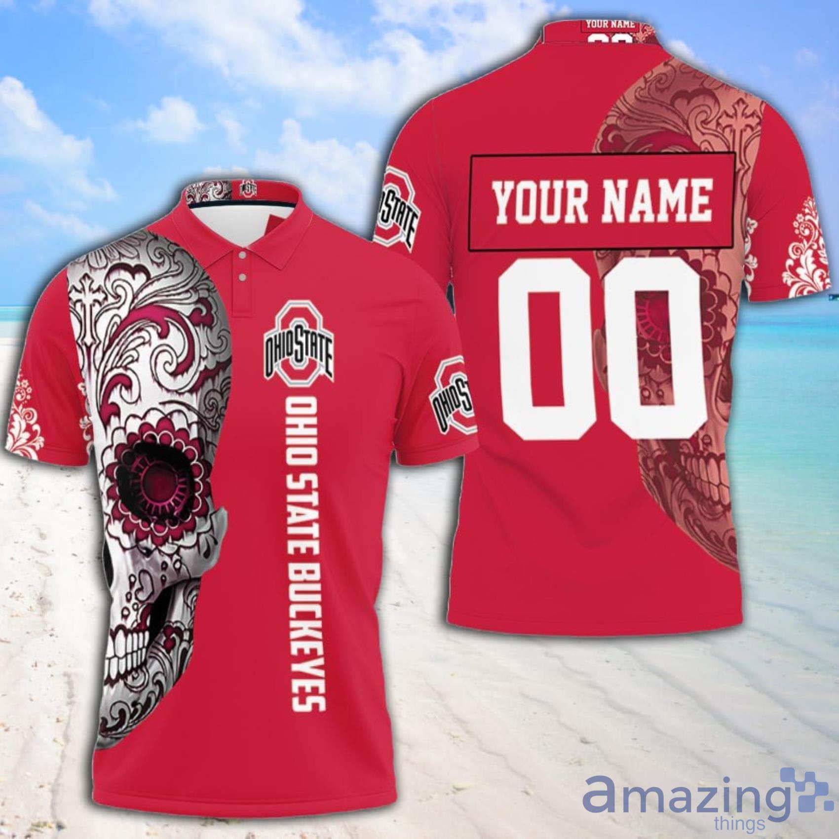 Art Ohio State Buckeyes Sugar Skull Personalized Full Print Polo Shirt Product Photo 1