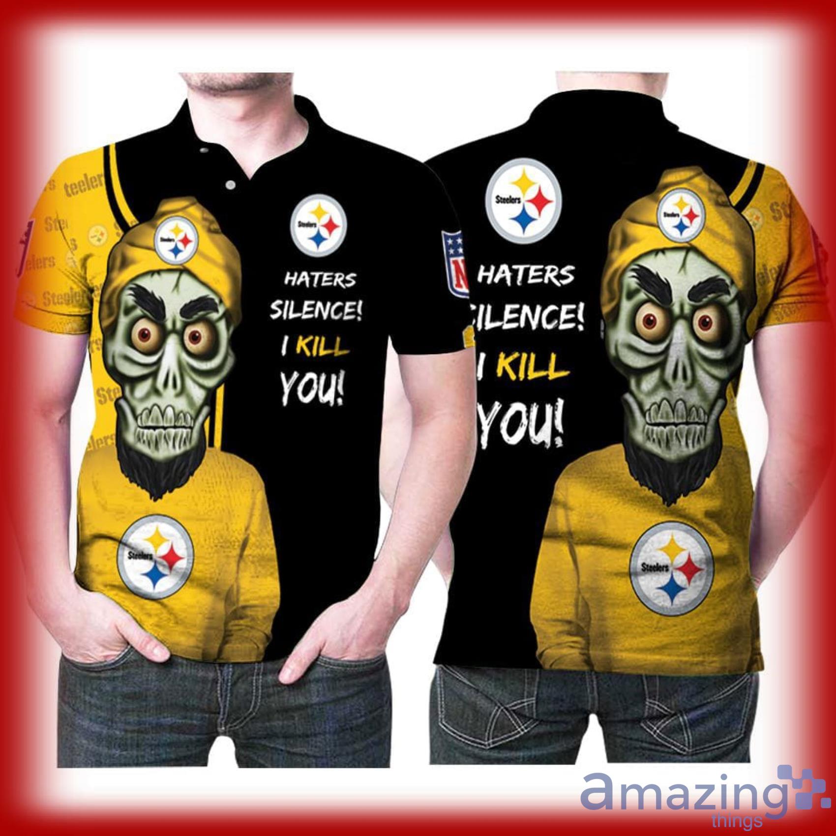 Art Pittburgh Steelers Haters Silence I Kill You Logo Full Print Polo Shirt Product Photo 1